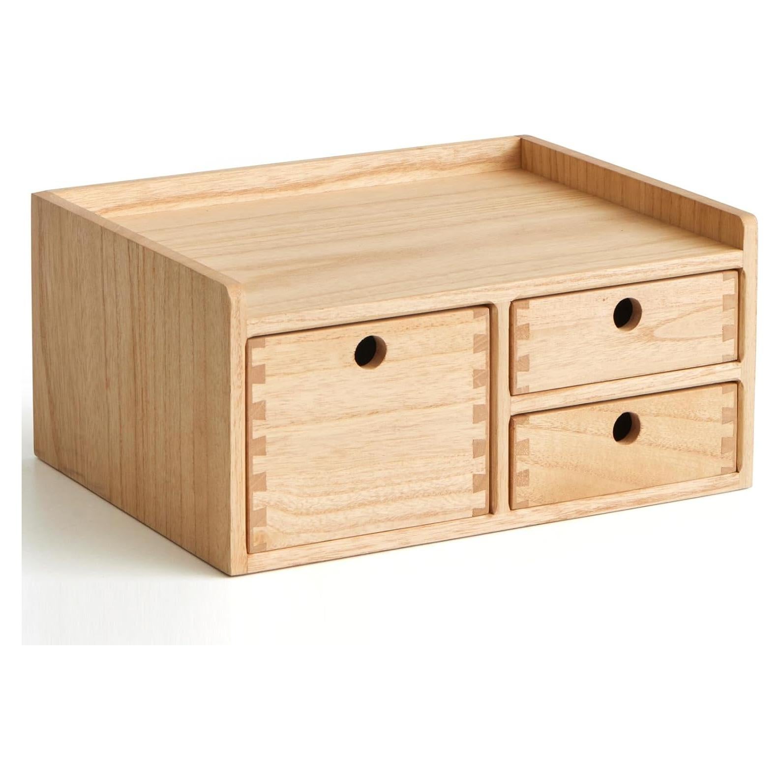 Organizador de Escritorio KIRIGEN de Madera Natural con 3 Cajones