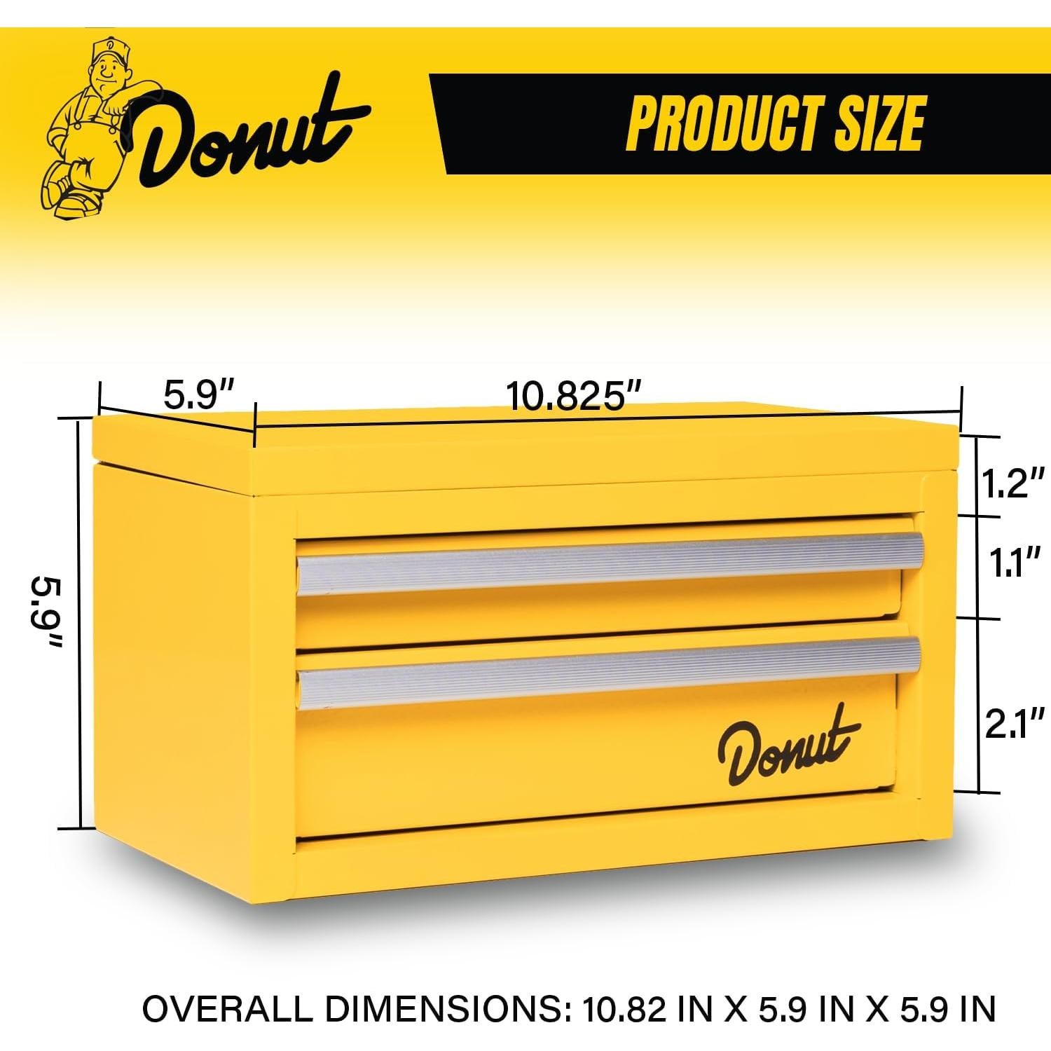 Caja de herramientas mini Donut Media - 3 cajones magnéticos - Amarillo