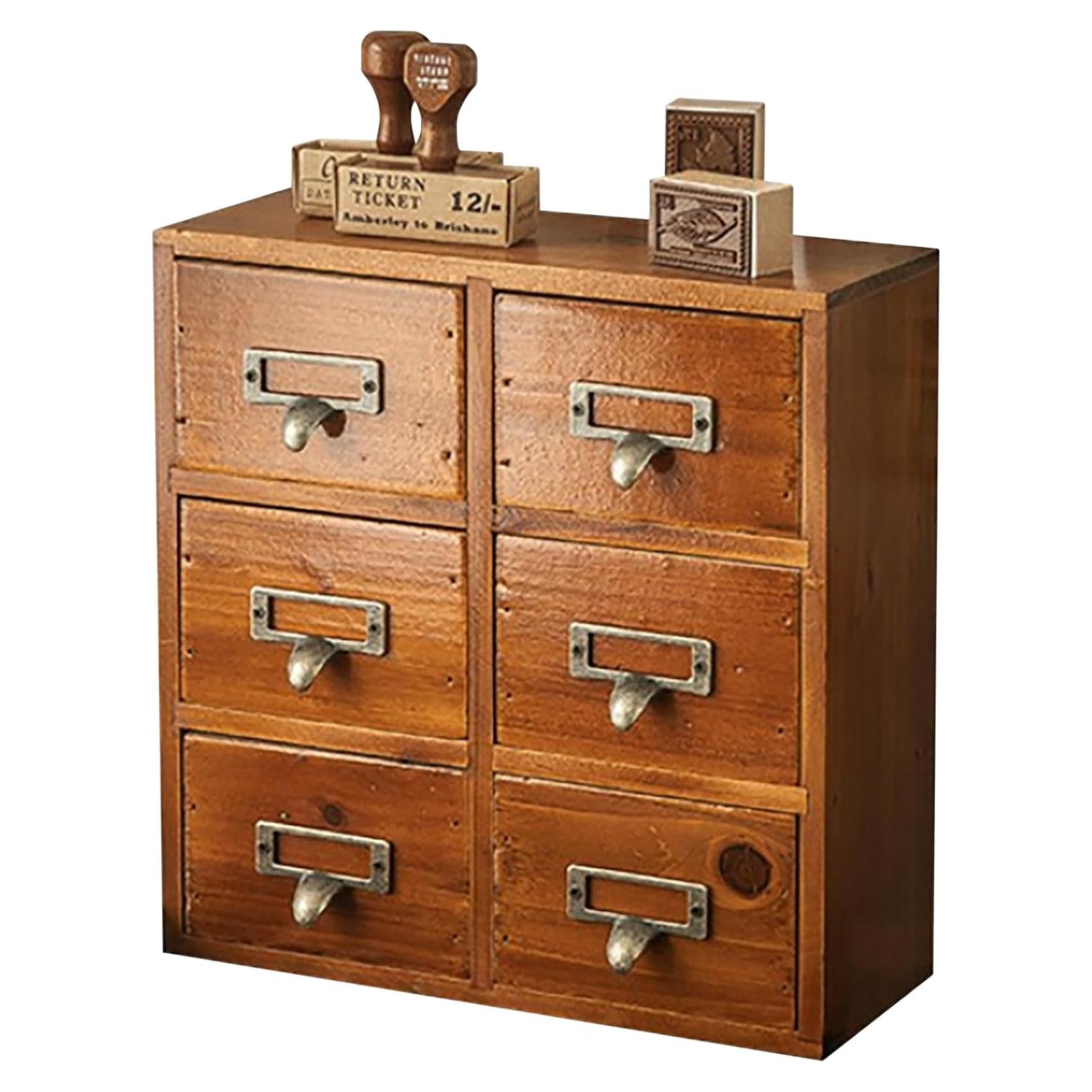 Gabinete Organizador de Madera Caoba Woodaholic - 6 Cajones