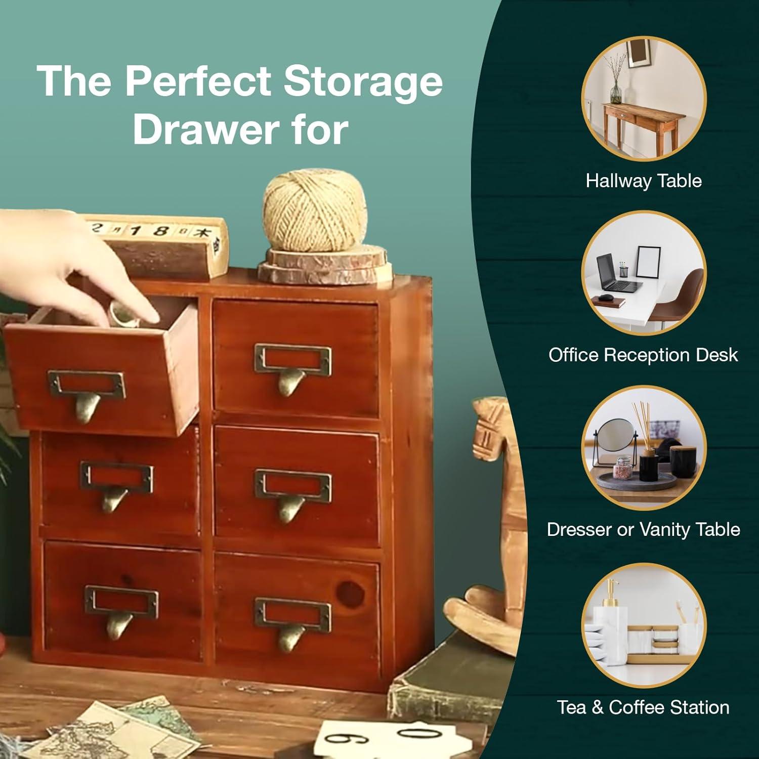 Gabinete Organizador de Madera Caoba Woodaholic - 6 Cajones