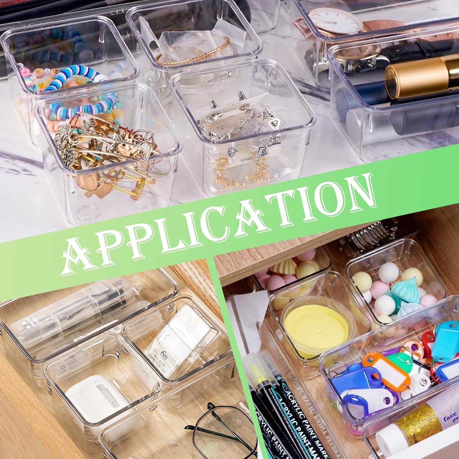 8 Organizadores de Cajones Transparentes QoTang 7.62x7.62x5.08 cm