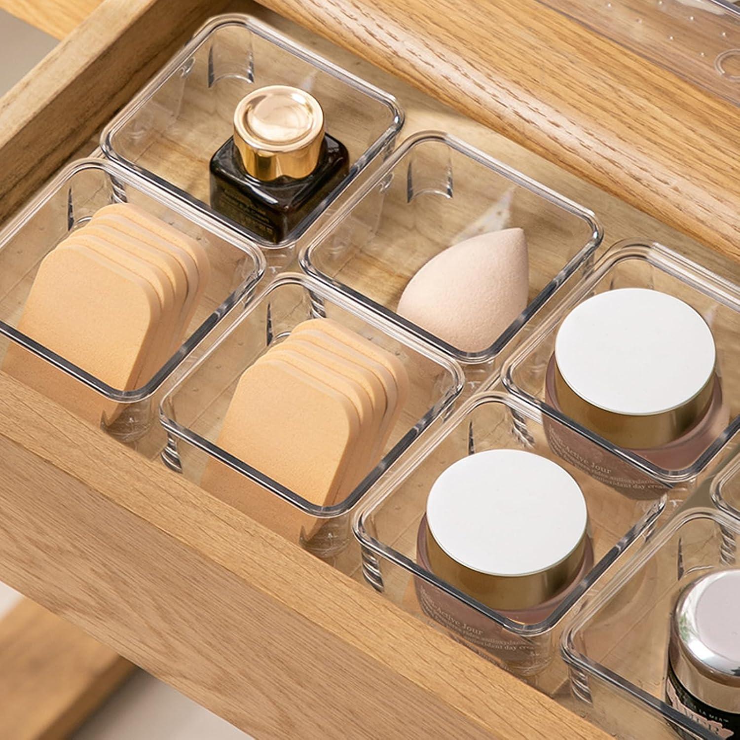 8 Organizadores de Cajones Transparentes QoTang 7.62x7.62x5.08 cm