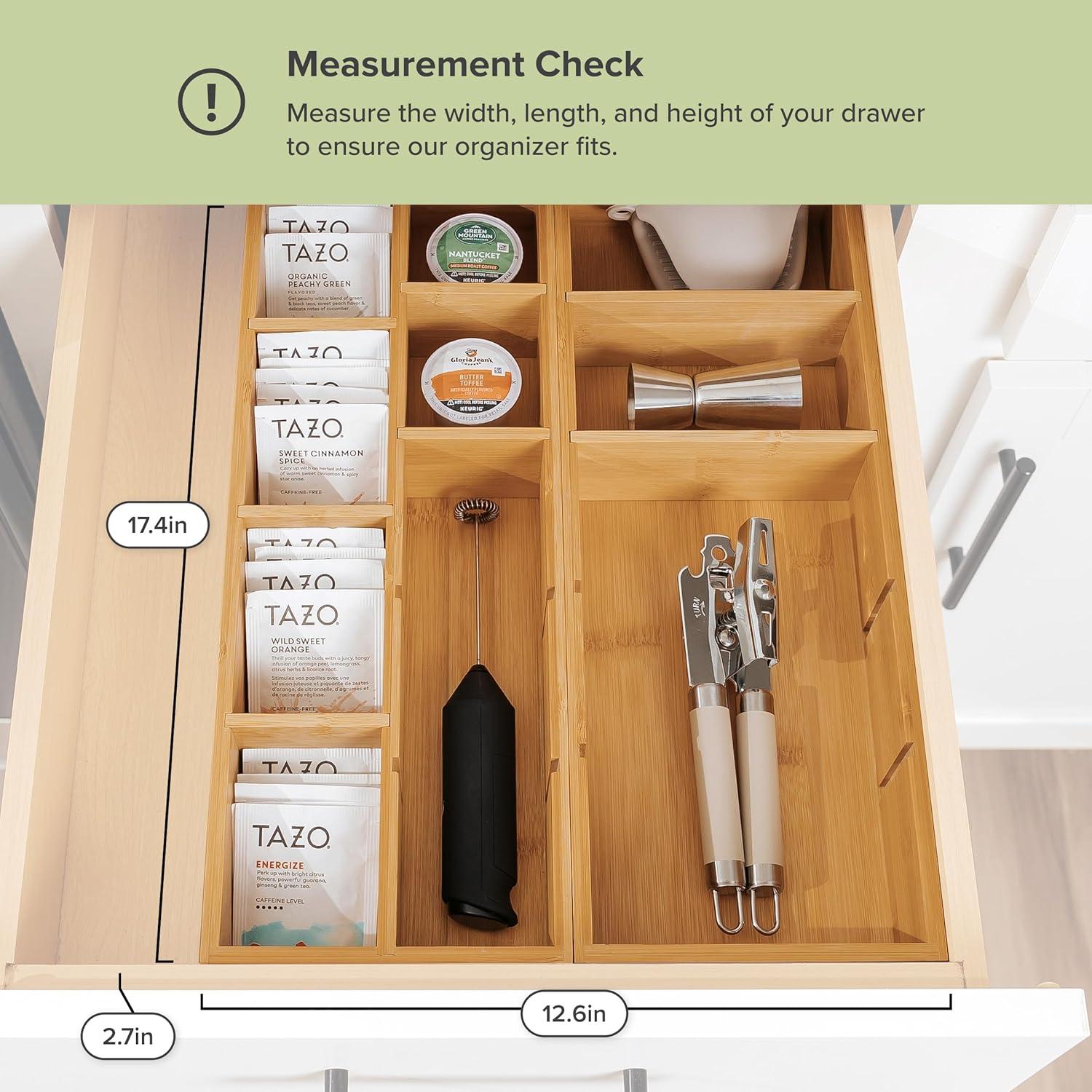 Organizador de Utensilios y Bolsas de Té KitchenEdge - 2 Piezas de Bambú