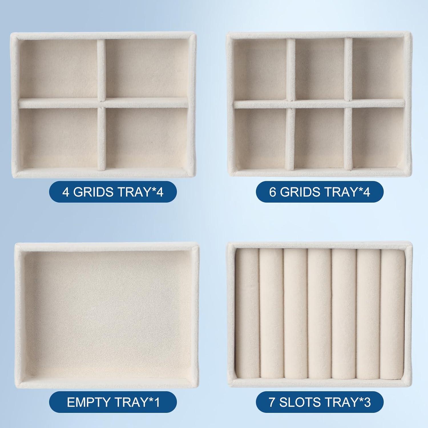 Set de 12 Bandejas de Joyería Marsui de Terciopelo Beige