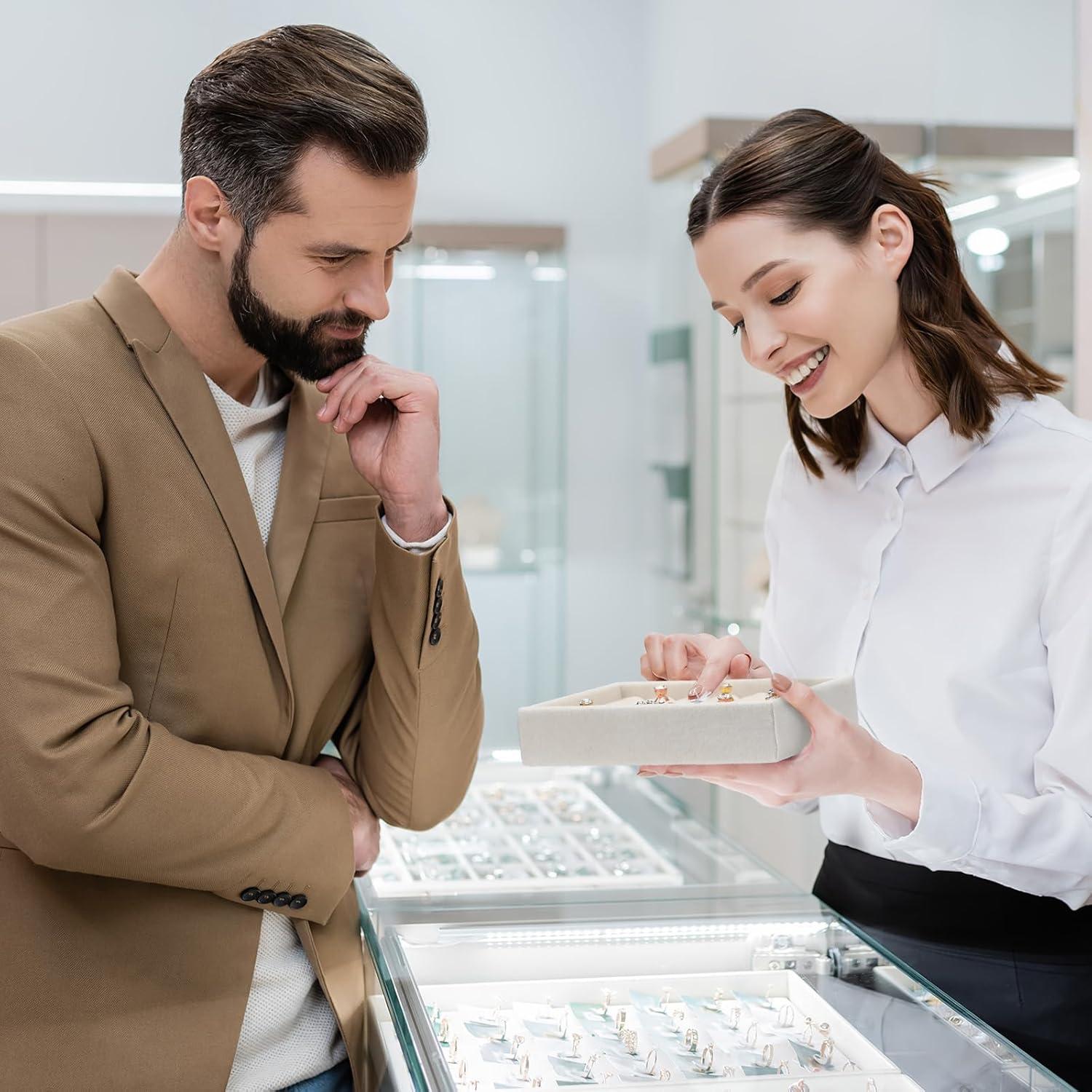 Set de 12 Bandejas de Joyería Marsui de Terciopelo Beige