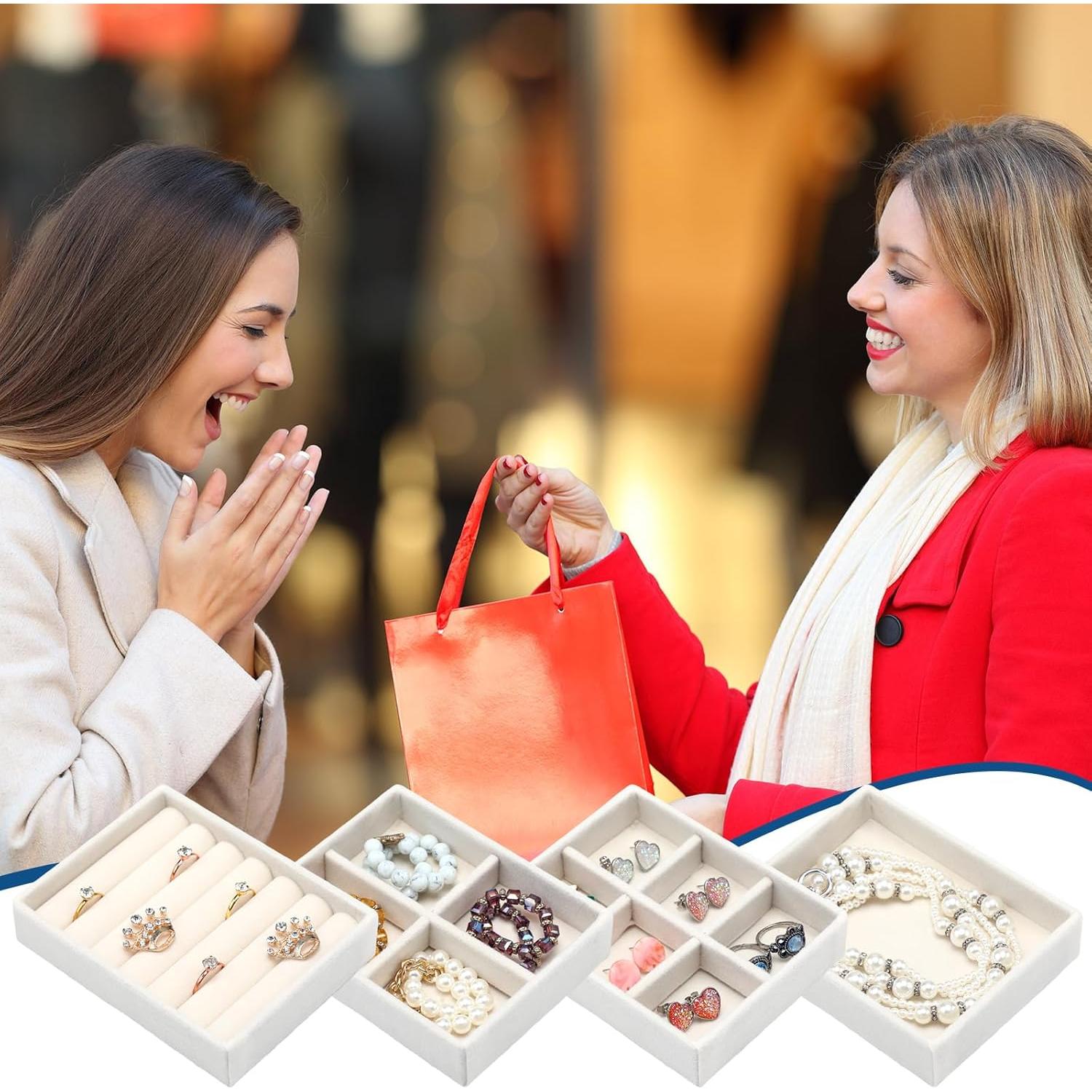 Set de 12 Bandejas de Joyería Marsui de Terciopelo Beige