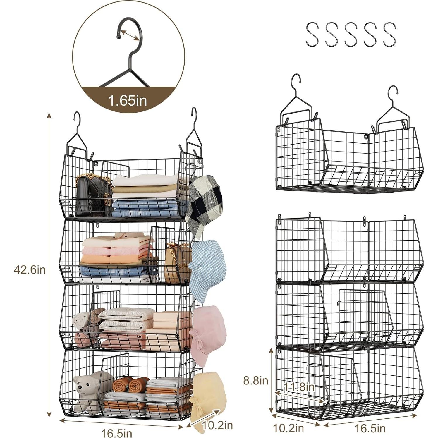 Organizador de Closet Colgante Jautokerdar 4 Niveles Negro