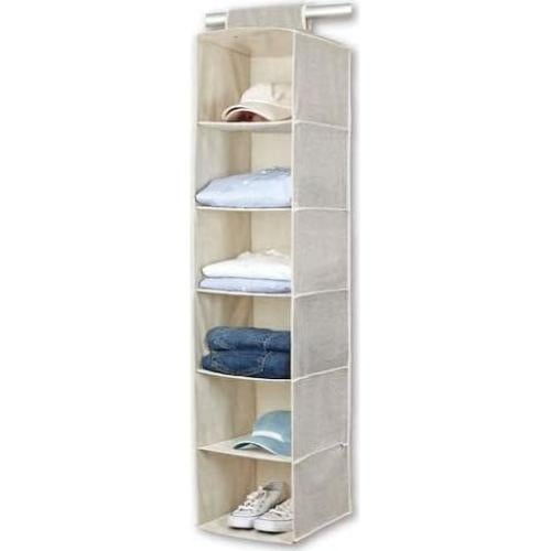 Organizador Colgante de Closet BINO 6 Estantes Beige 120 cm