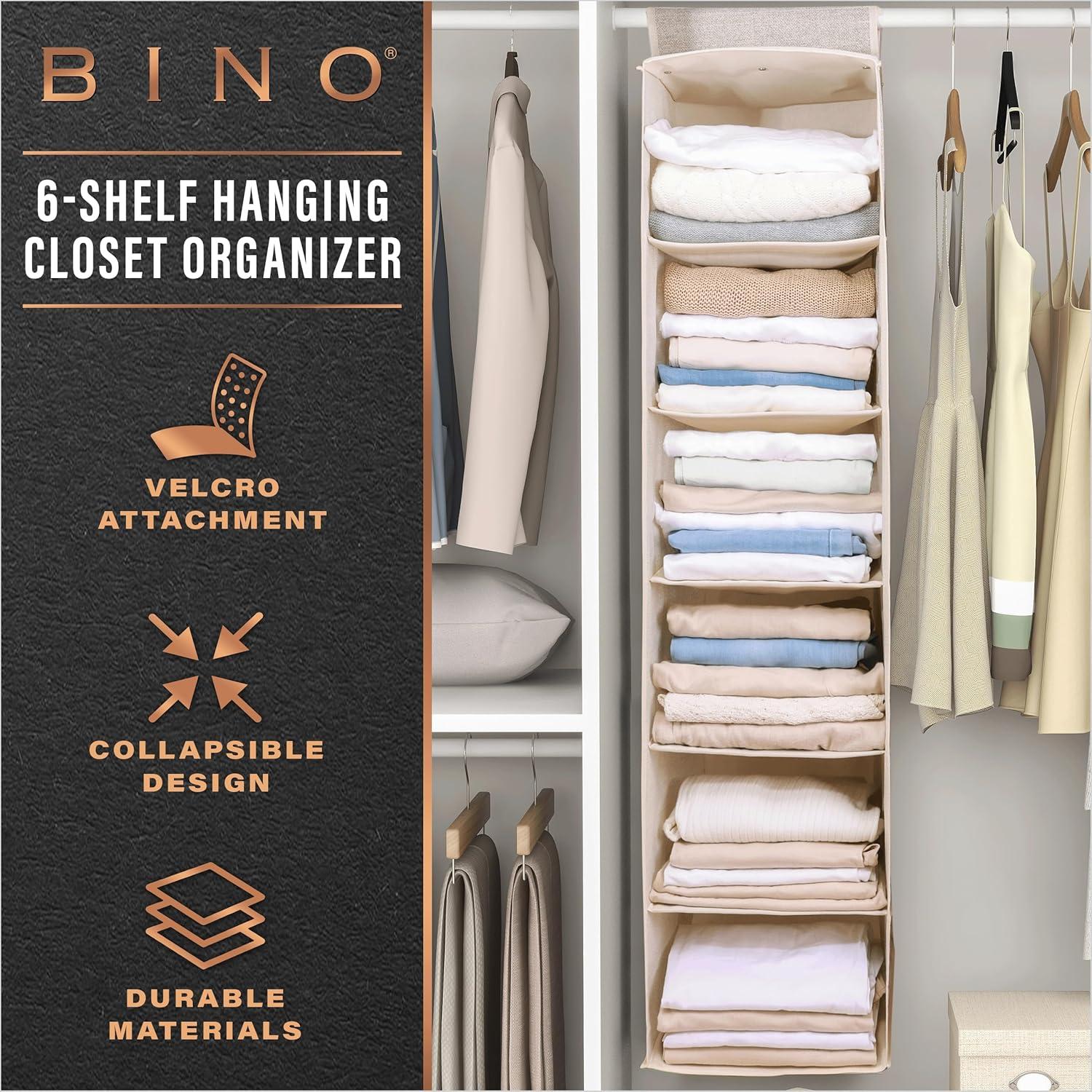 Organizador Colgante de Closet BINO 6 Estantes Beige 120 cm