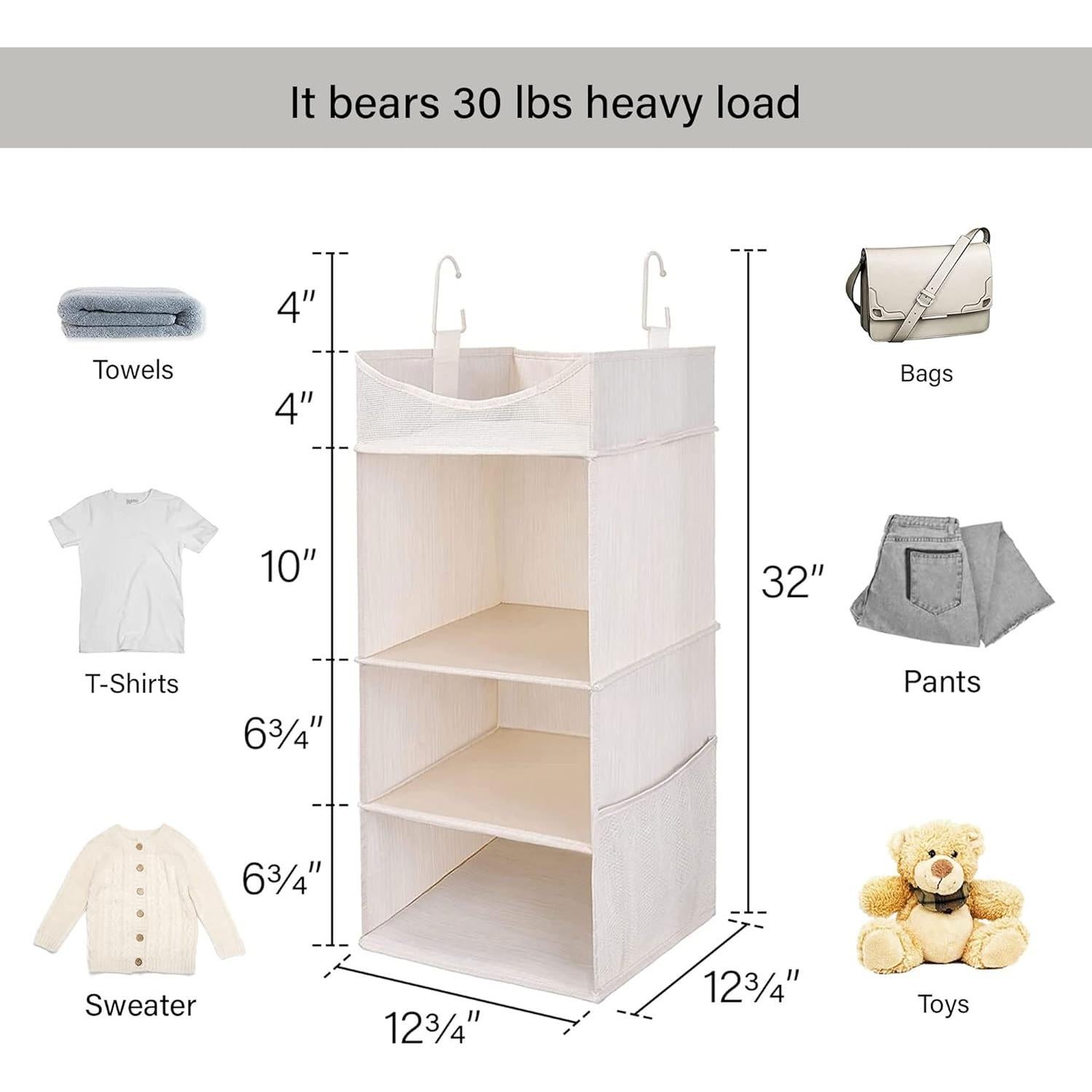 Organizador Colgante de Closet StorageWorks 3 Estantes Blanco