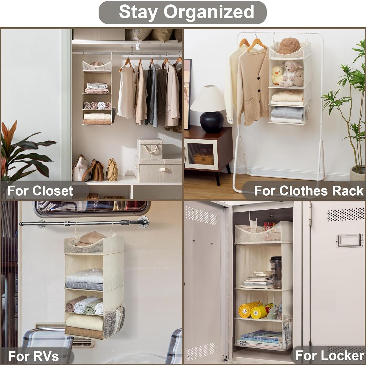 Organizador Colgante de Closet StorageWorks 3 Estantes Blanco