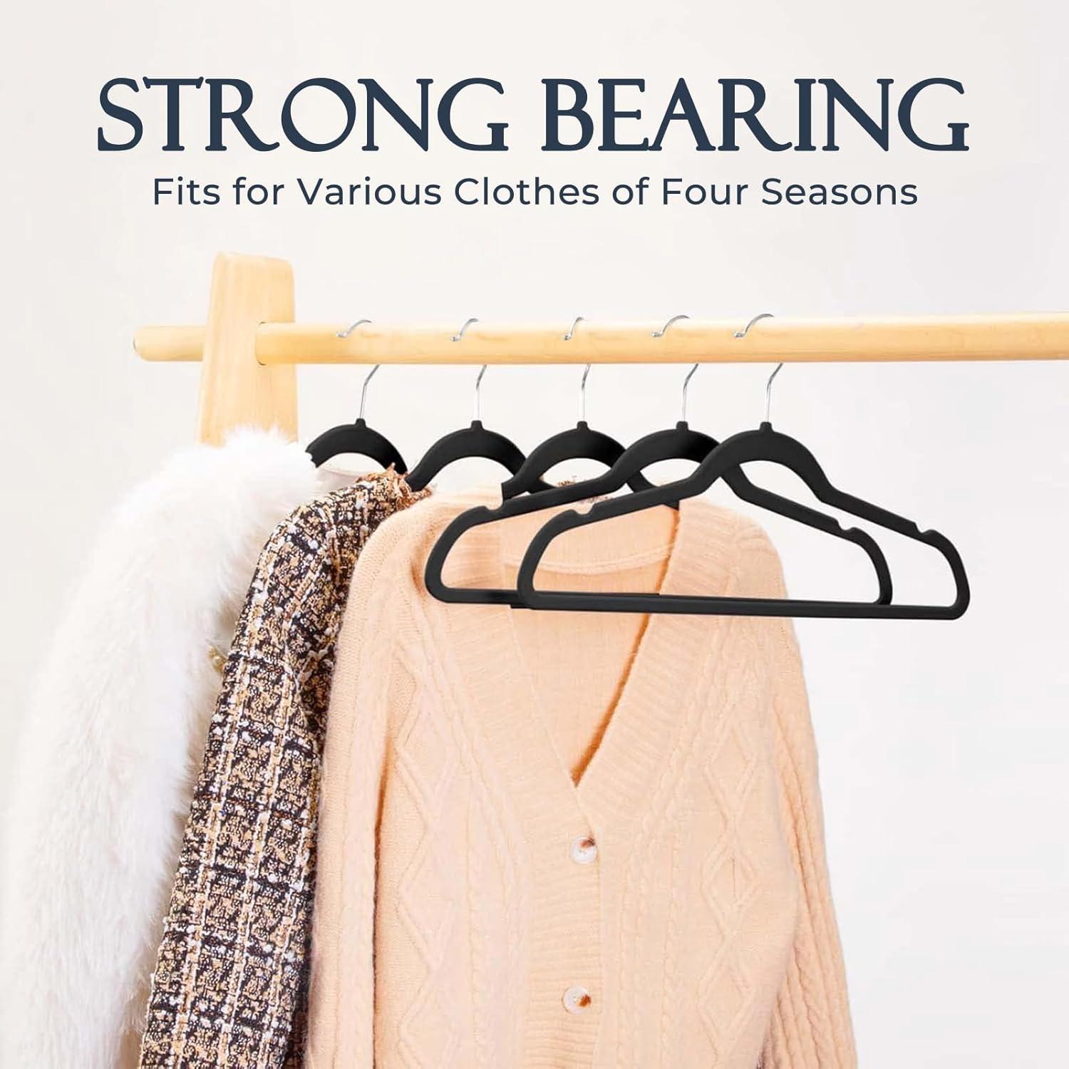 Perchas de Terciopelo Antideslizantes HOUSE DAY 60 Pack Negro