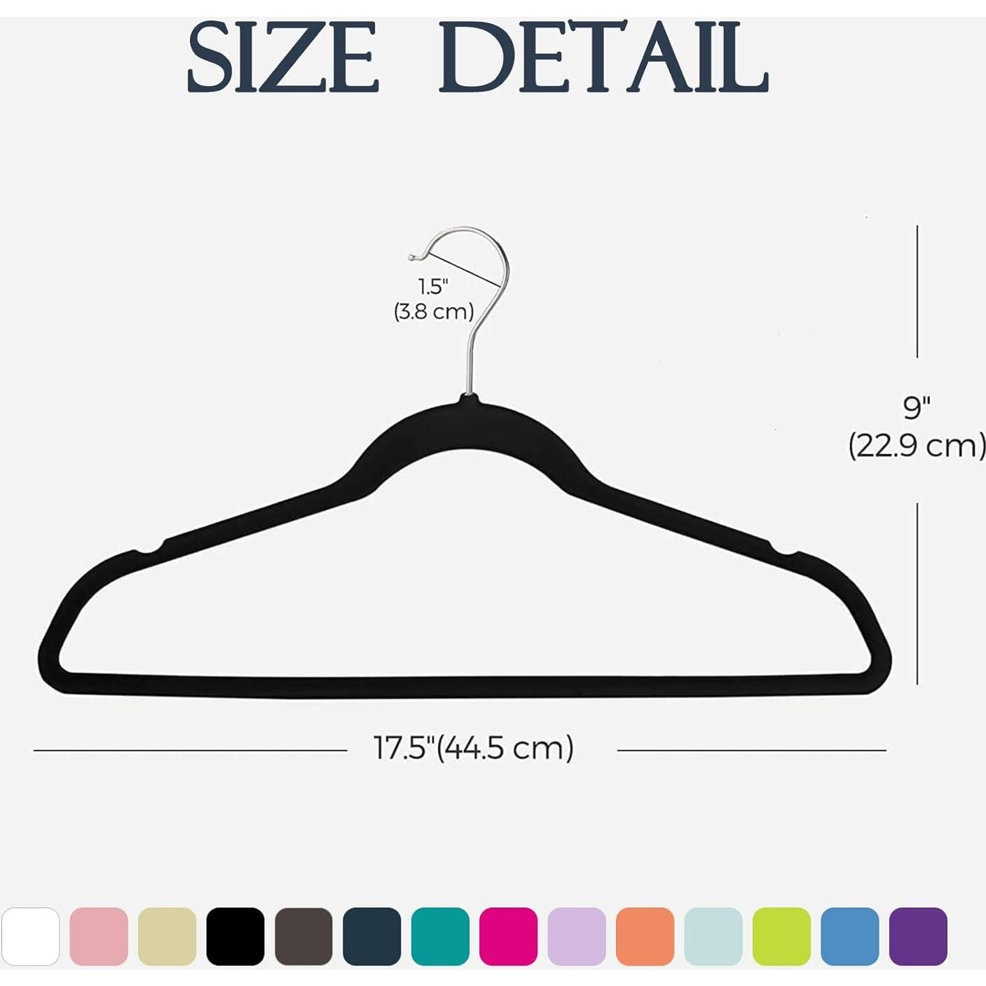 Perchas de Terciopelo Antideslizantes HOUSE DAY 60 Pack Negro