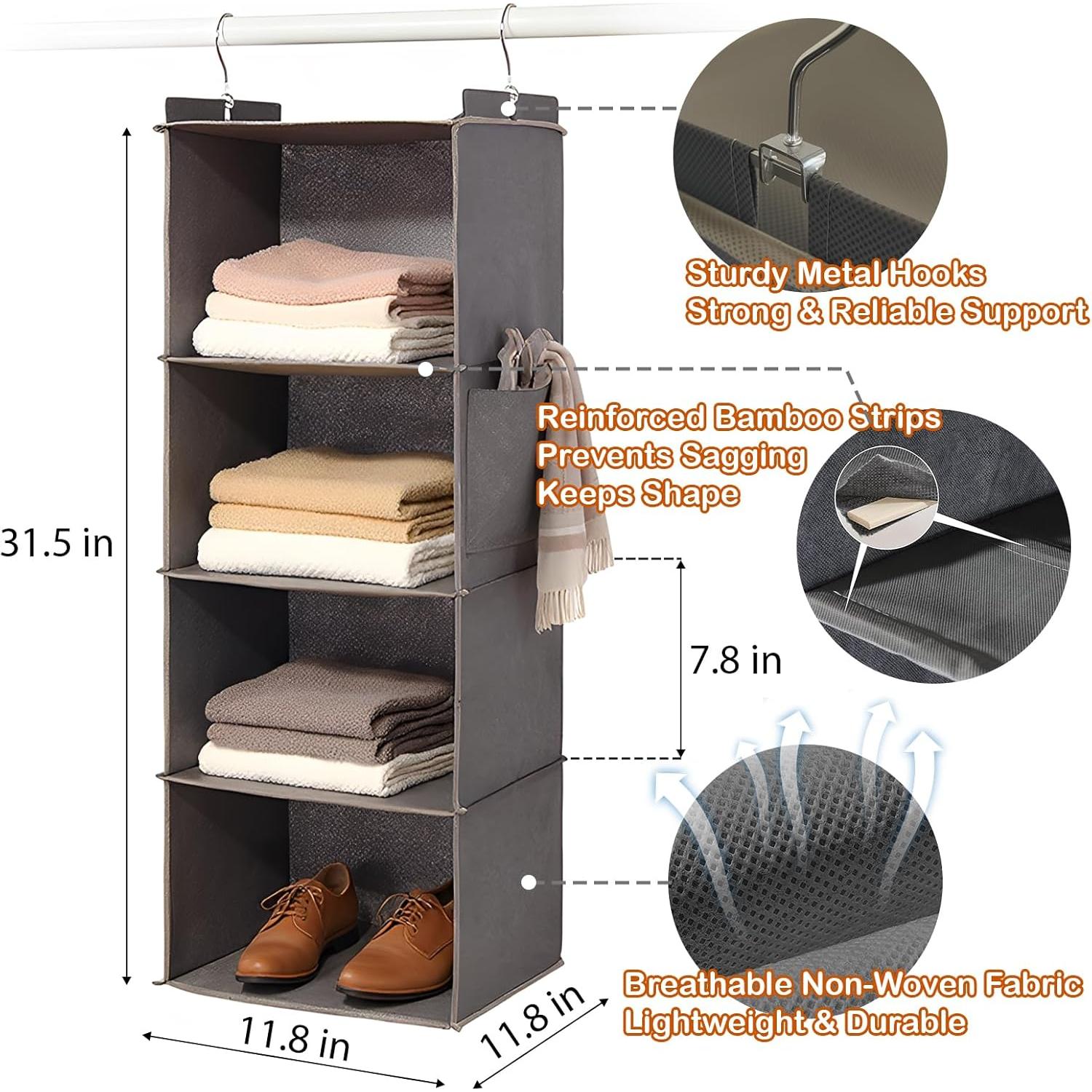 Organizador Colgante CocooChic 4 Estantes Gris Plegable 80 cm