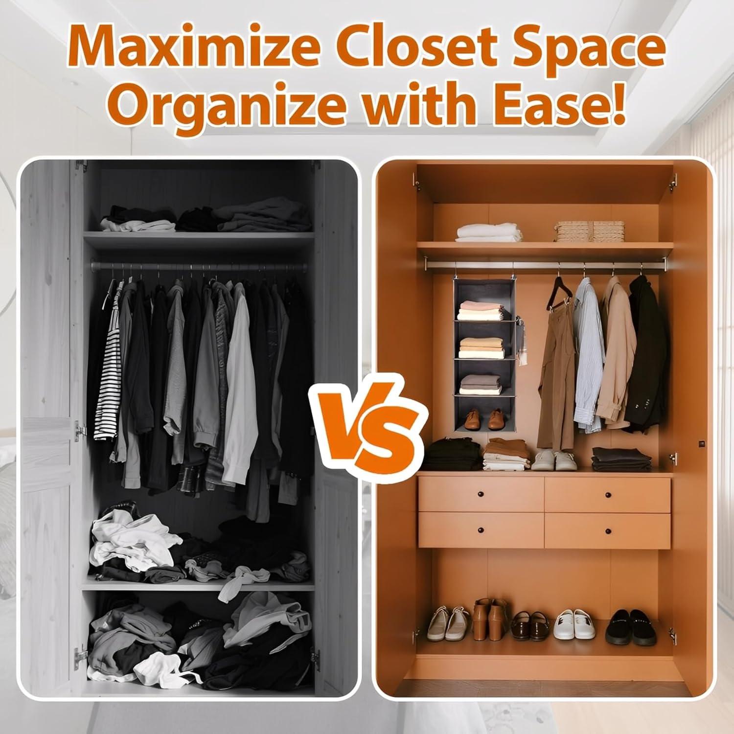 Organizador Colgante CocooChic 4 Estantes Gris Plegable 80 cm