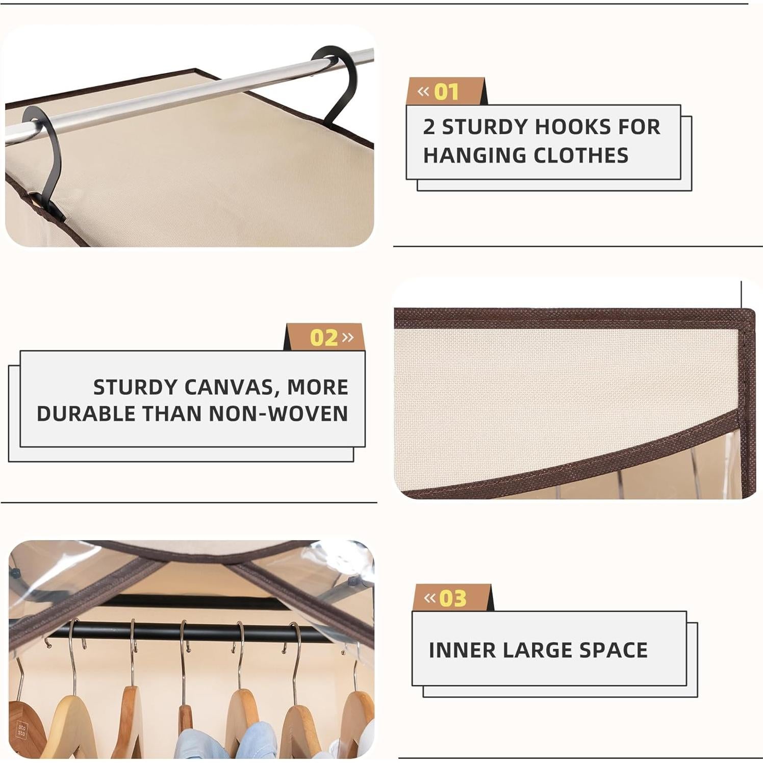 Bolsa Colgante de Ropa STORAGE MANIAC 2 Piezas Beige 144 cm