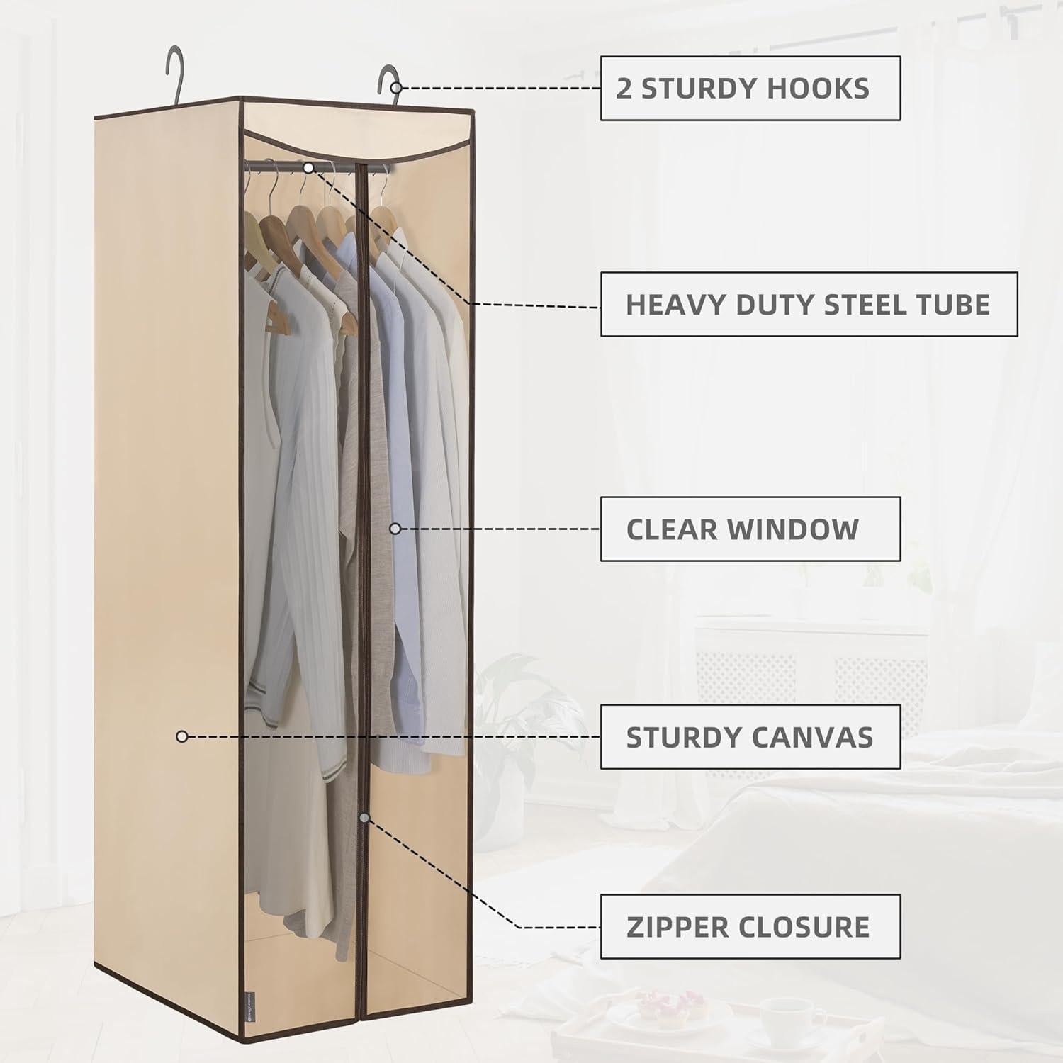 Bolsa Colgante de Ropa STORAGE MANIAC 2 Piezas Beige 144 cm