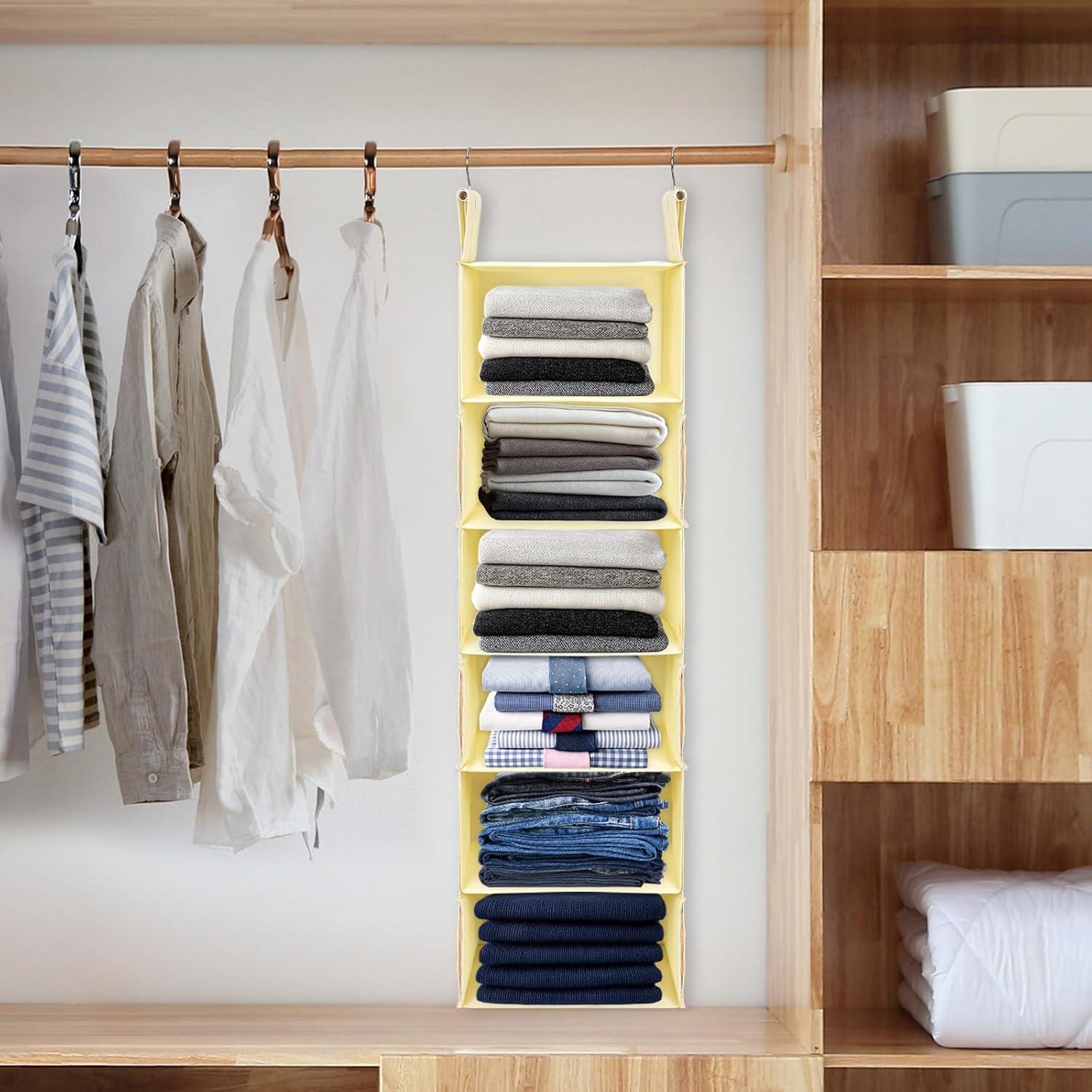 Organizador de Closet Colgante Posprica Beige - 6 Estantes Delgados