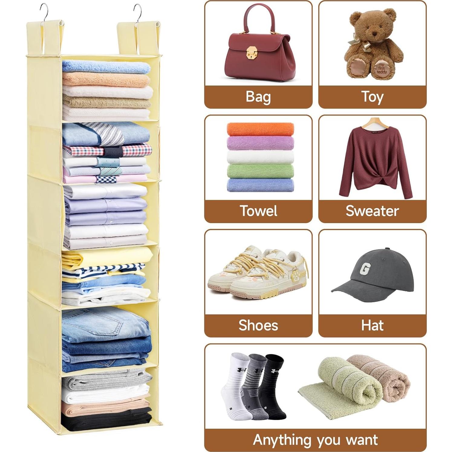 Organizador de Closet Colgante Posprica Beige - 6 Estantes Delgados