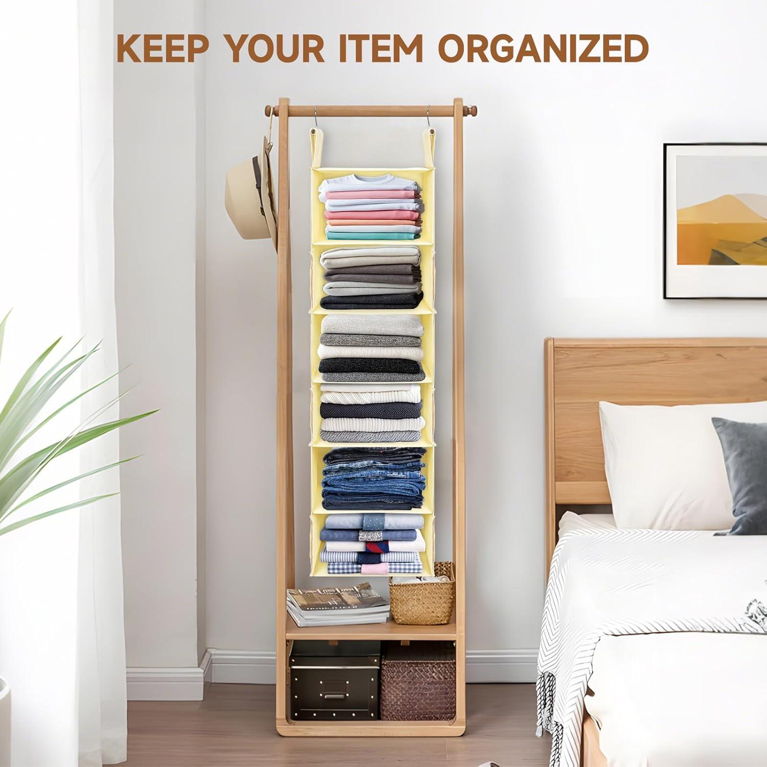 Organizador de Closet Colgante Posprica Beige - 6 Estantes Delgados