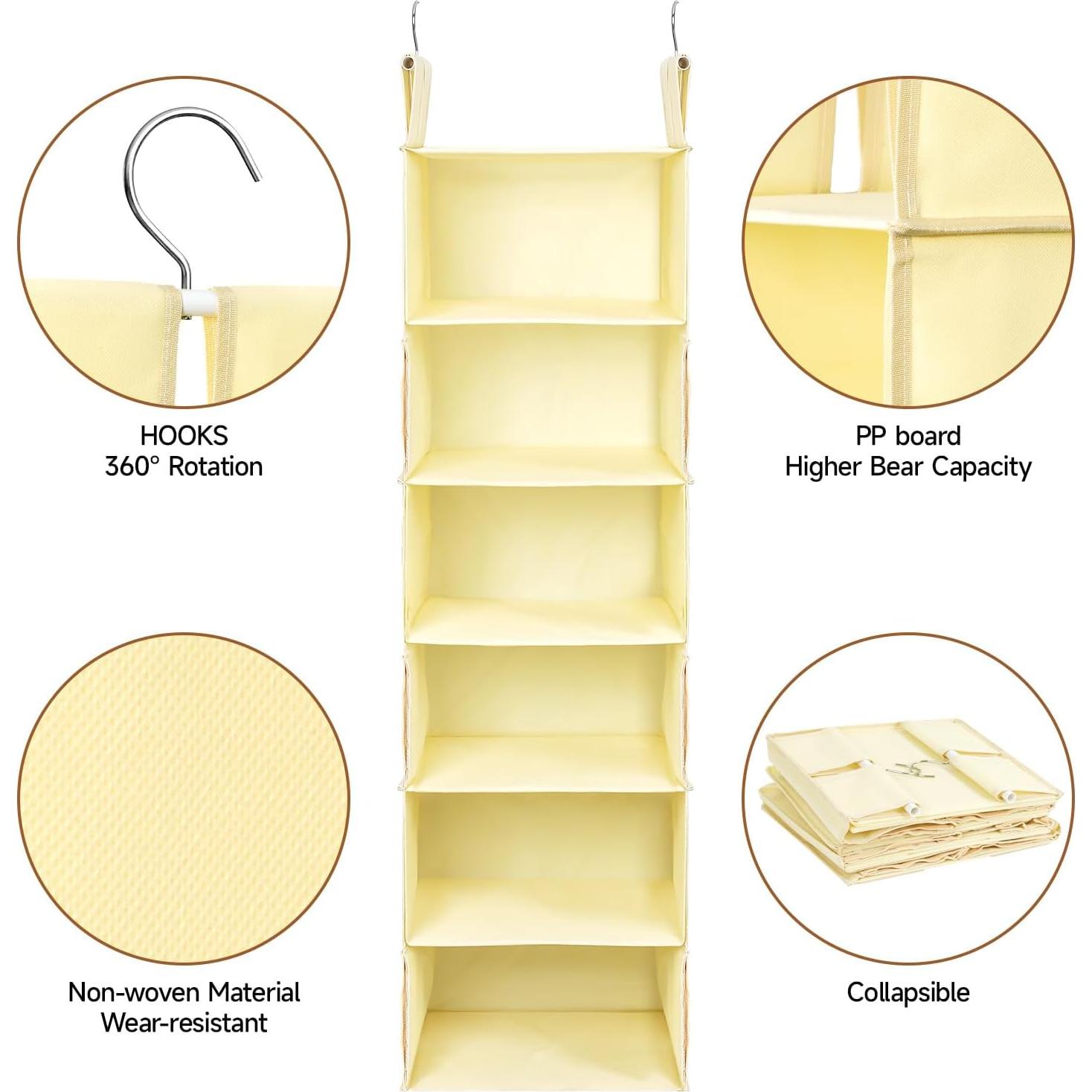 Organizador de Closet Colgante Posprica Beige - 6 Estantes Delgados