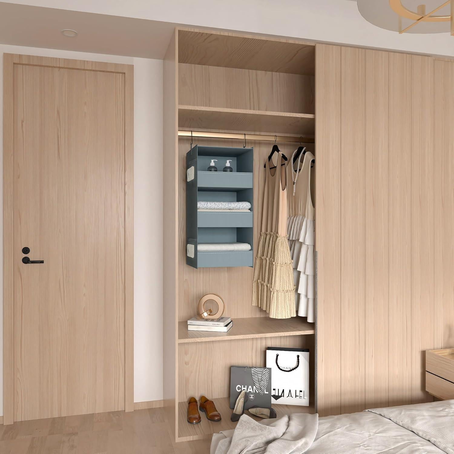 Organizador Colgante de Closet Bosuelife 3 Estantes Gris 71 cm