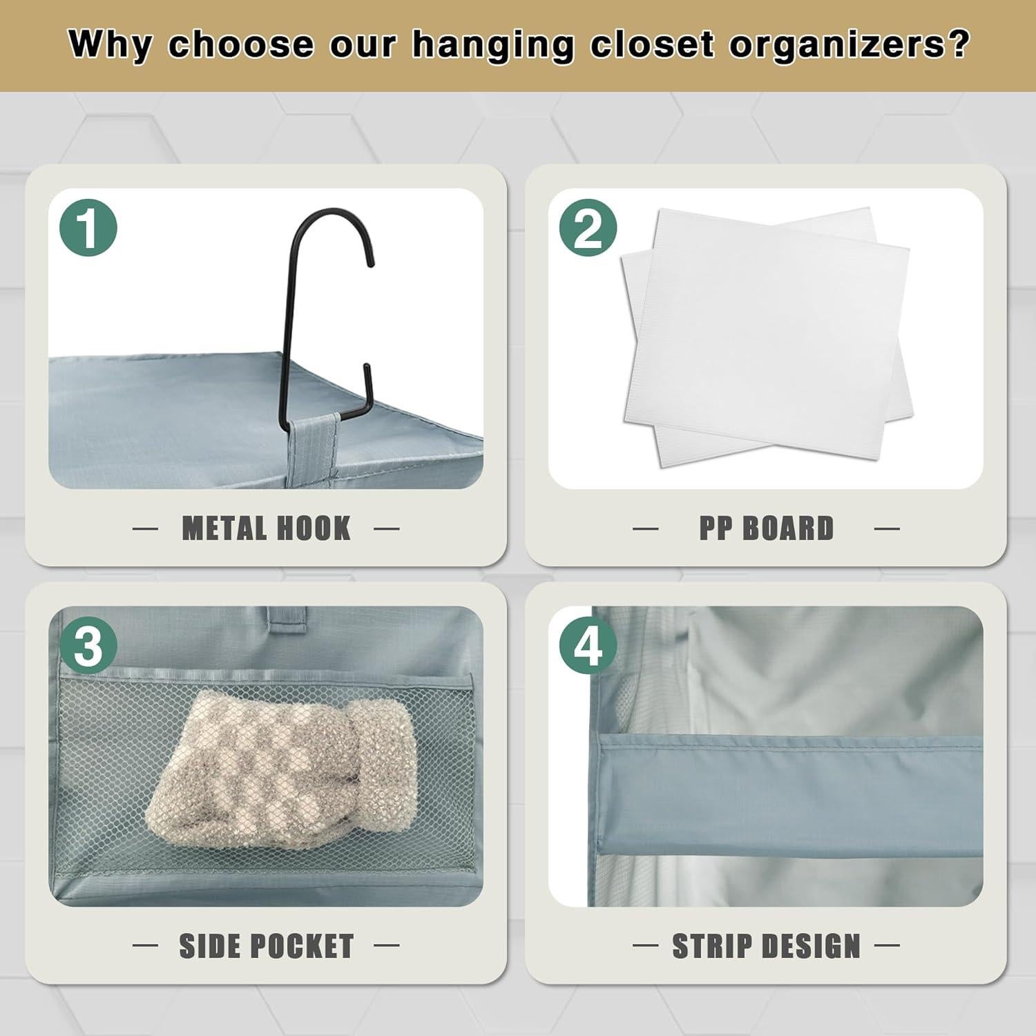 Organizador Colgante de Closet Bosuelife 3 Estantes Gris 71 cm