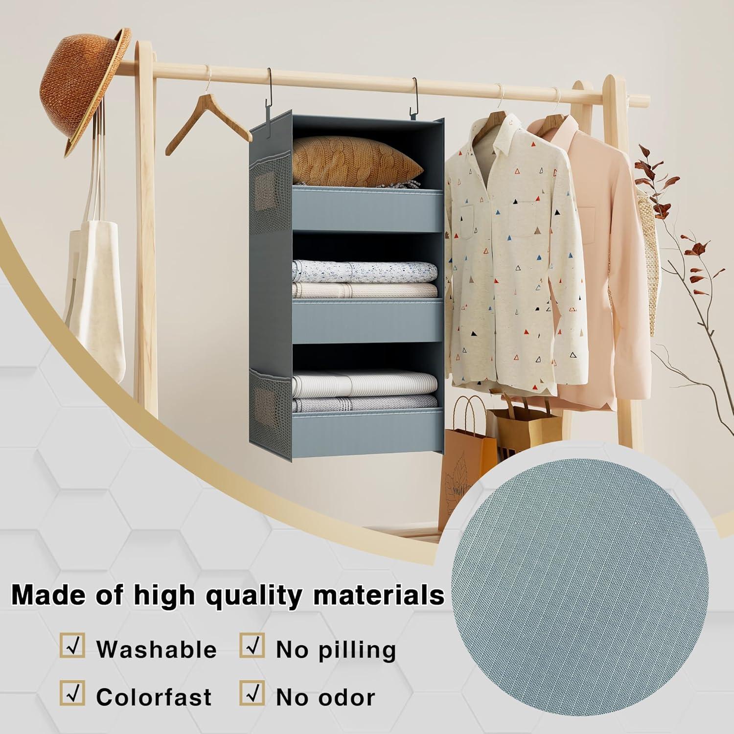 Organizador Colgante de Closet Bosuelife 3 Estantes Gris 71 cm