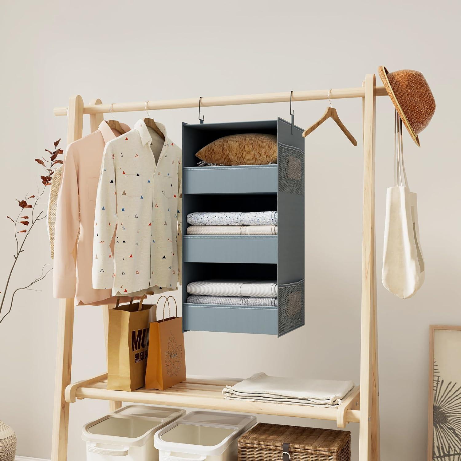Organizador Colgante de Closet Bosuelife 3 Estantes Gris 71 cm