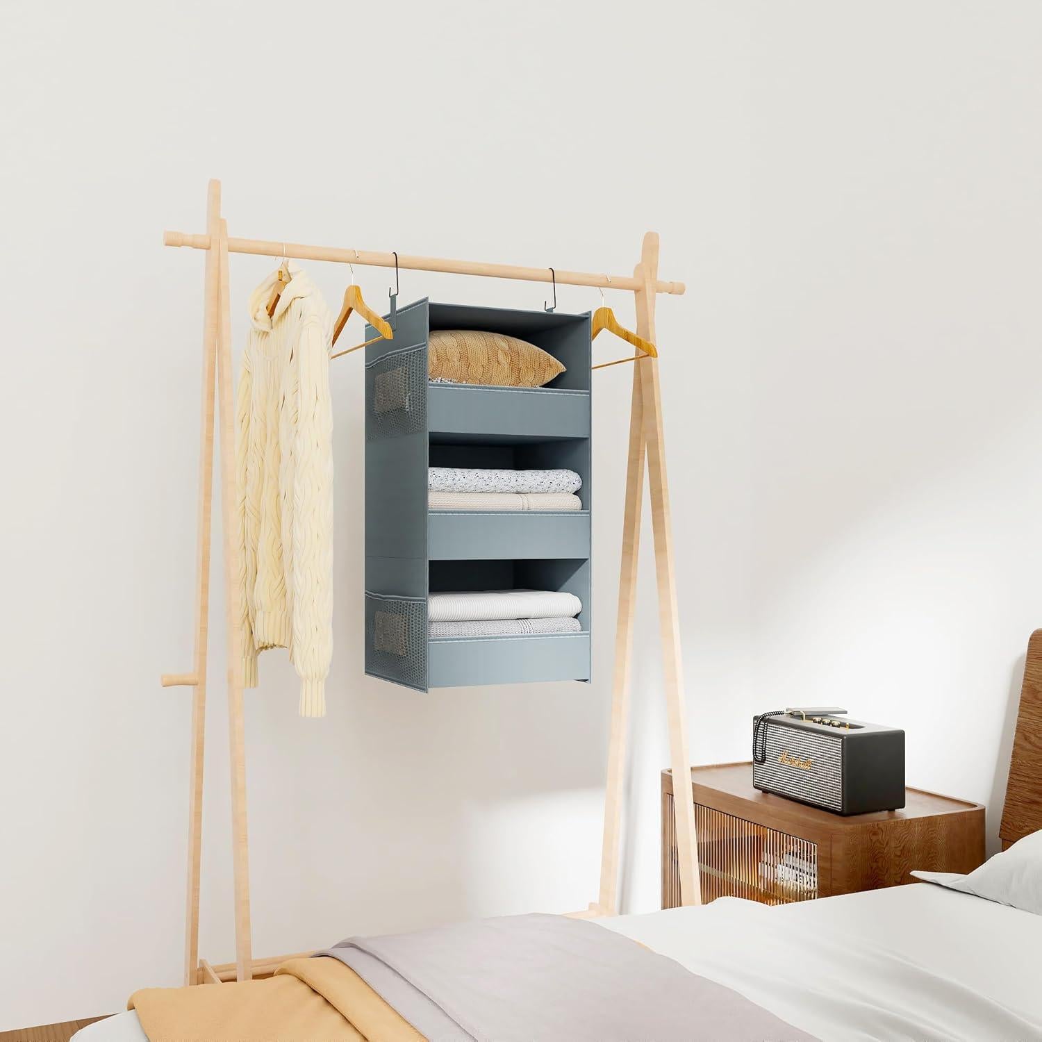 Organizador Colgante de Closet Bosuelife 3 Estantes Gris 71 cm