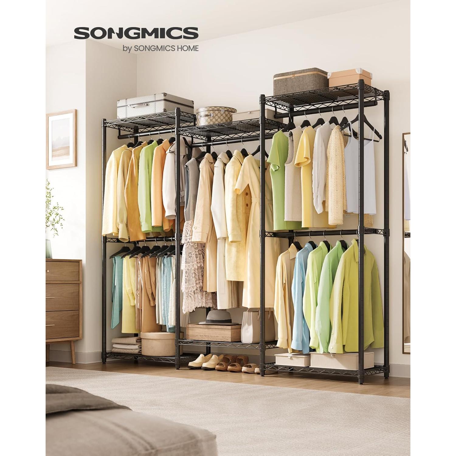 Perchero de Ropa SONGMICS 68.7" Acero Ajustable Negro