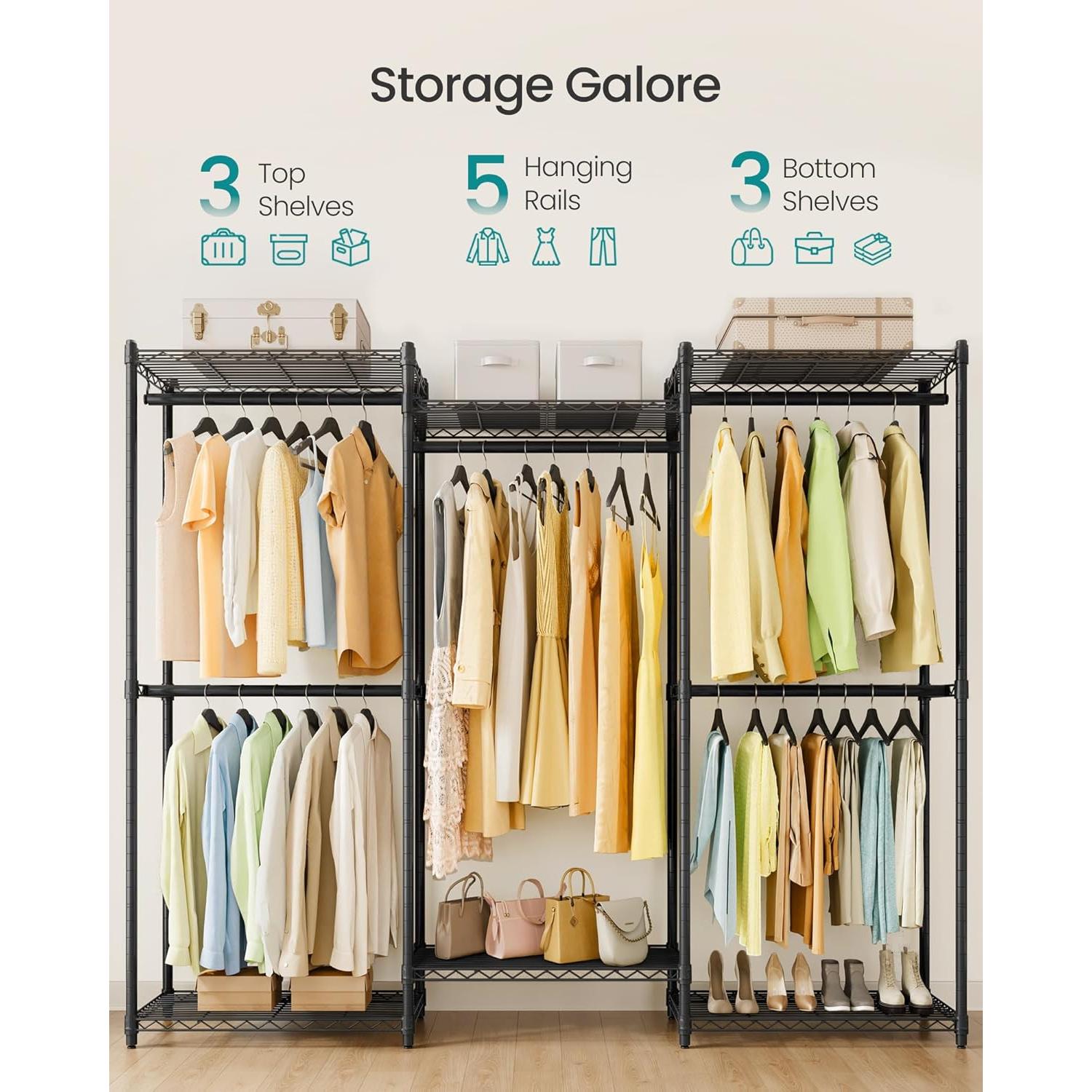 Perchero de Ropa SONGMICS 68.7" Acero Ajustable Negro