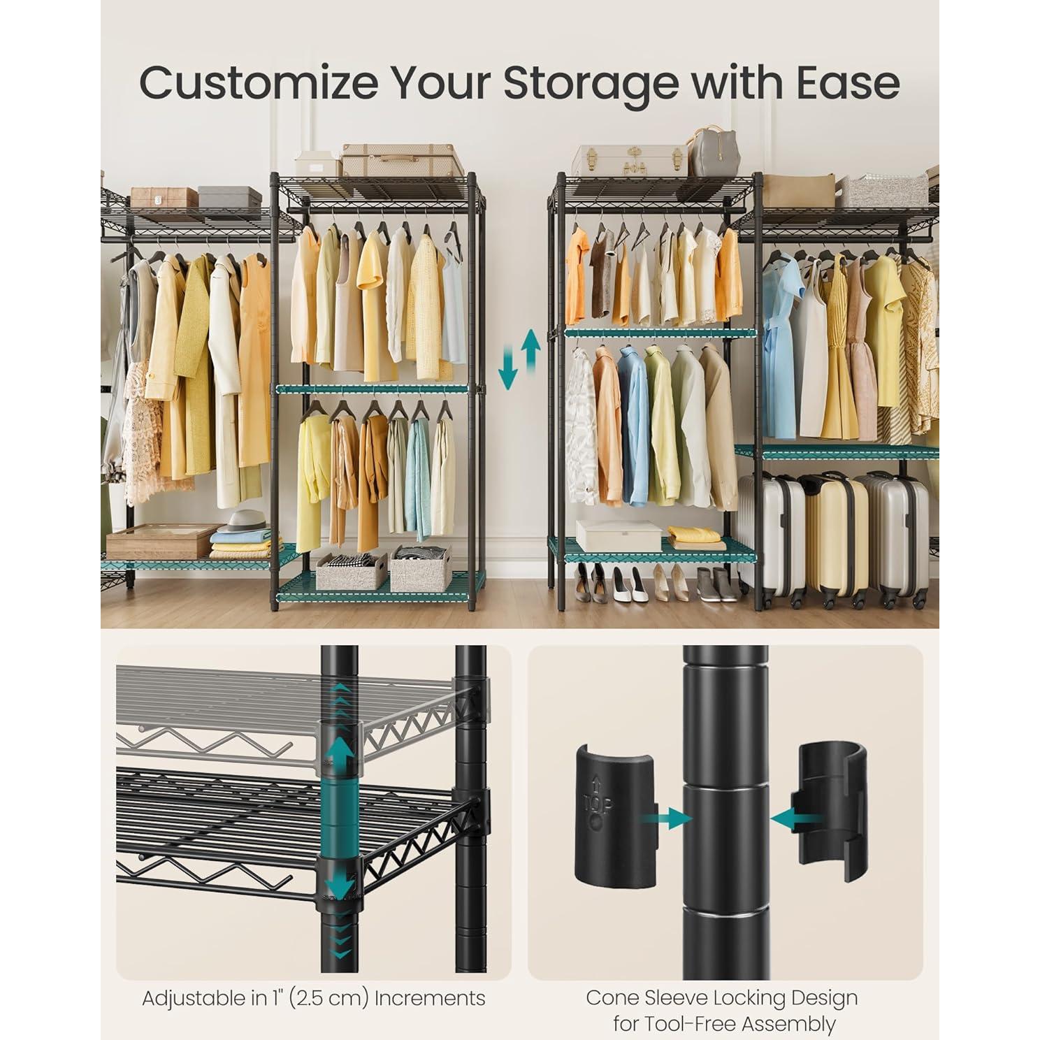 Perchero de Ropa SONGMICS 68.7" Acero Ajustable Negro