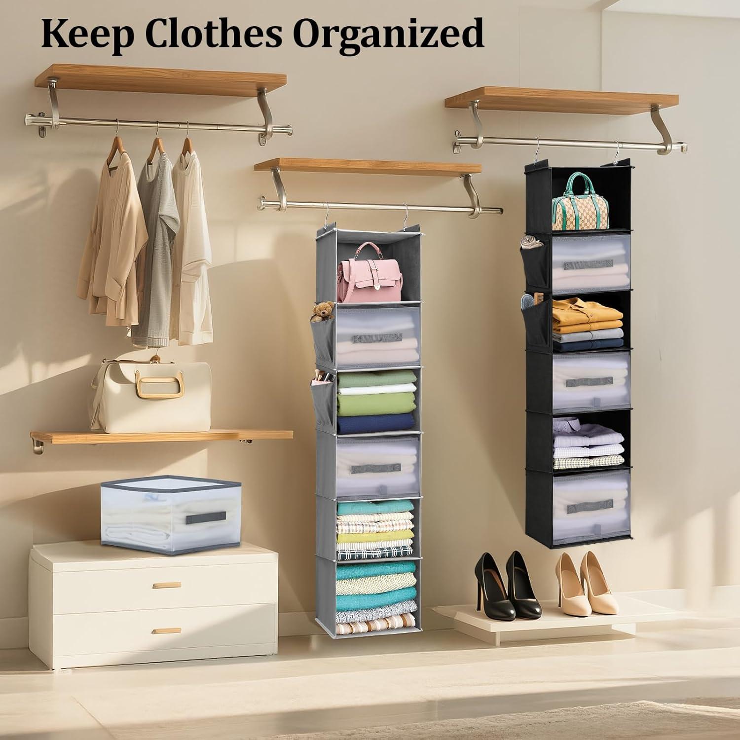 Organizador de Closet Colgante BIEBOS 6 Niveles Gris con Cajones