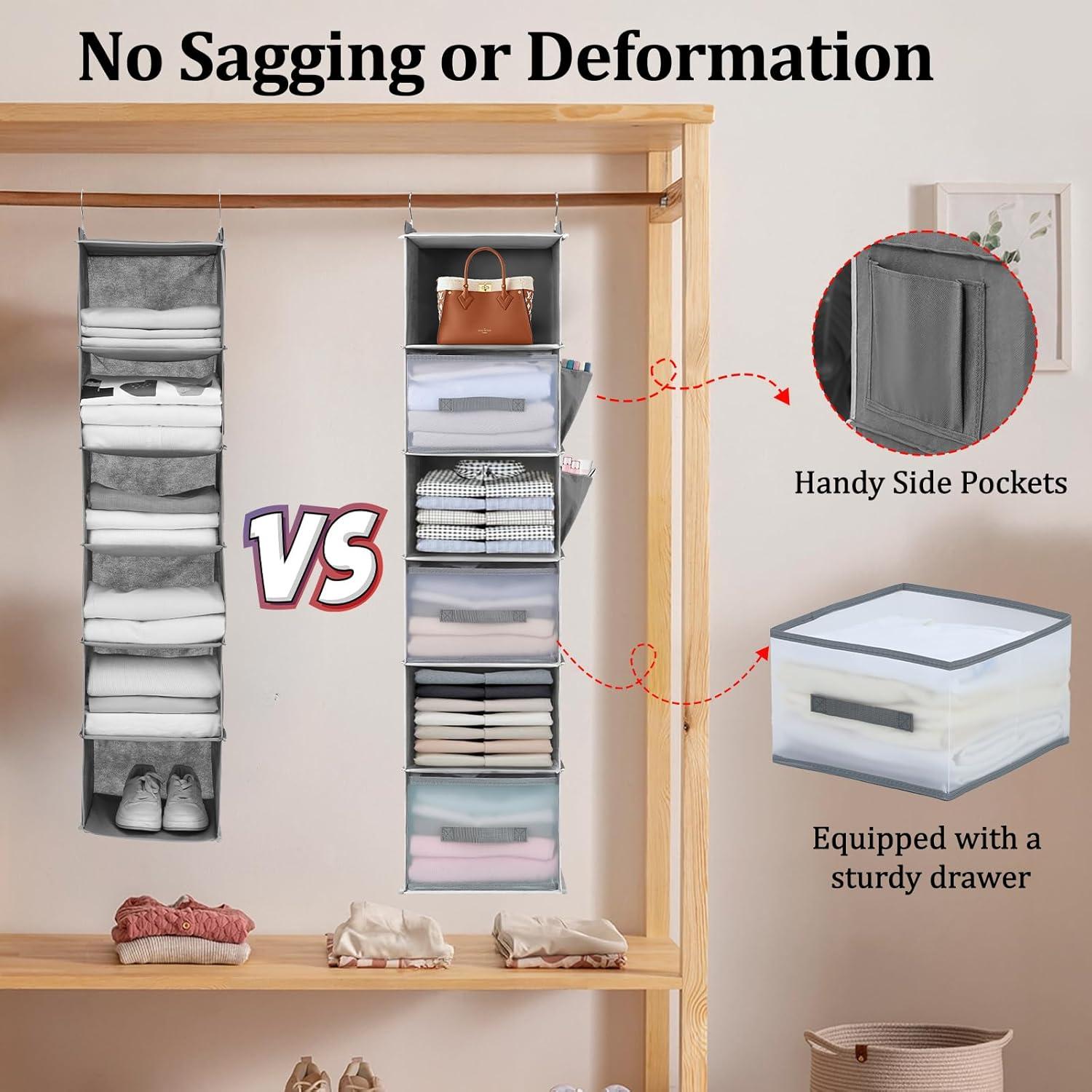 Organizador de Closet Colgante BIEBOS 6 Niveles Gris con Cajones