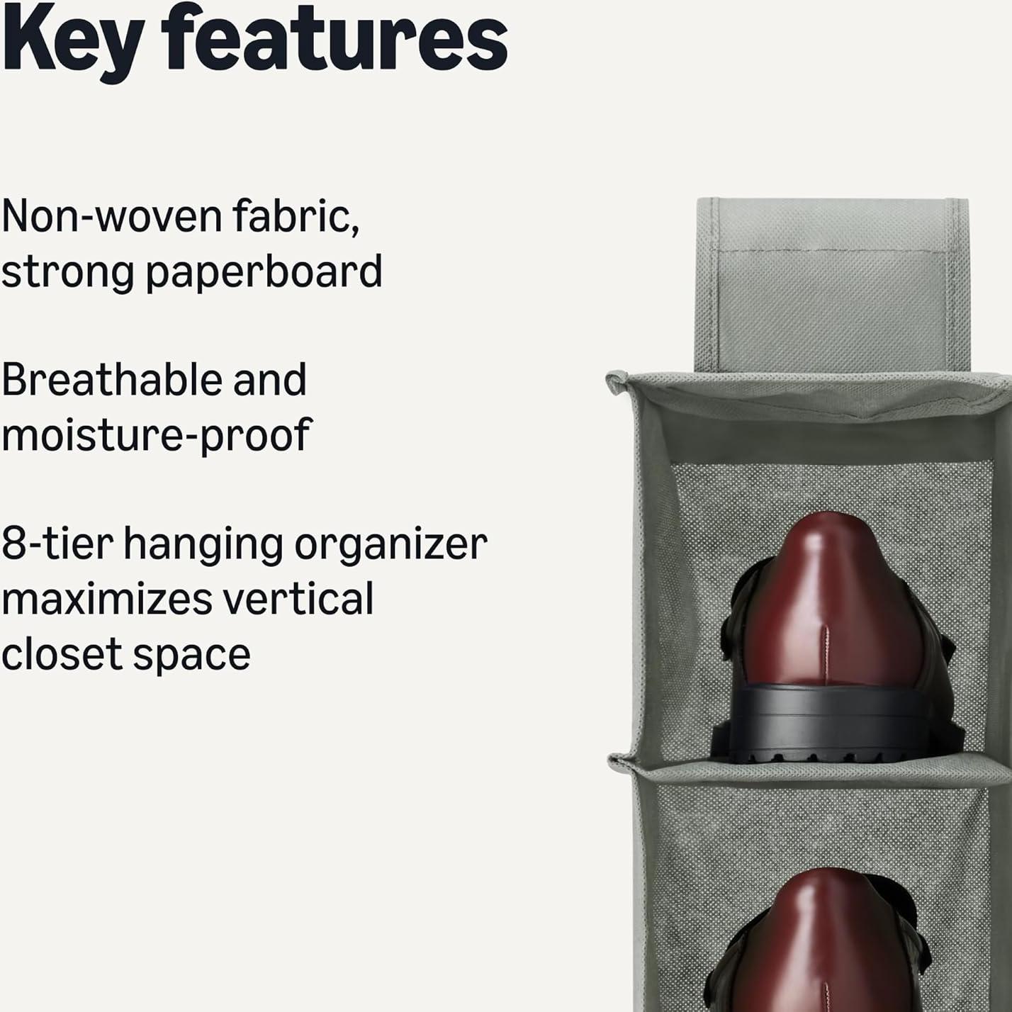 Organizador de Zapatos Colgante Amazon Basics 8 Niveles 29x14x104 cm