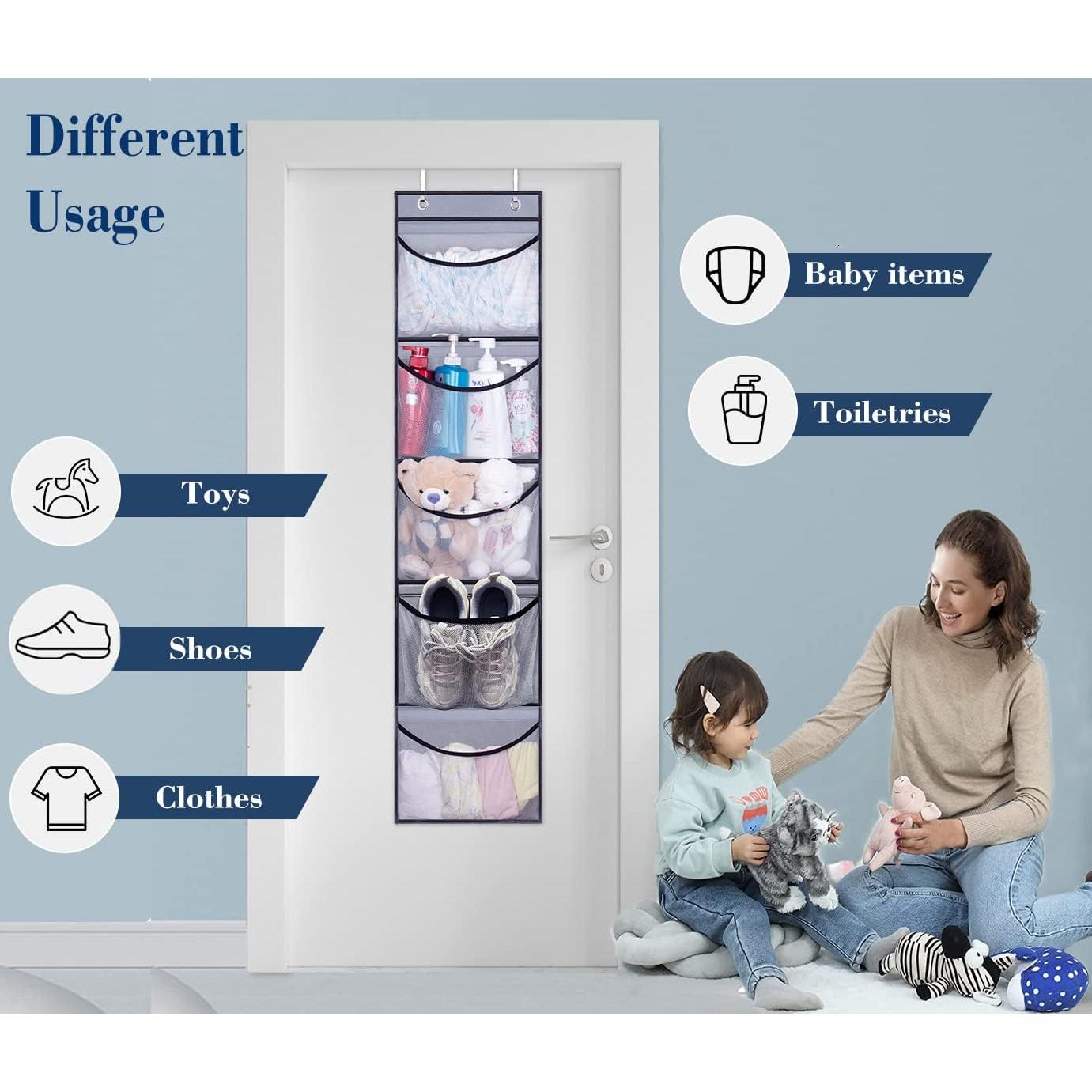 Organizador Colgante KEETDY 5 Bolsillos Gris para Puerta