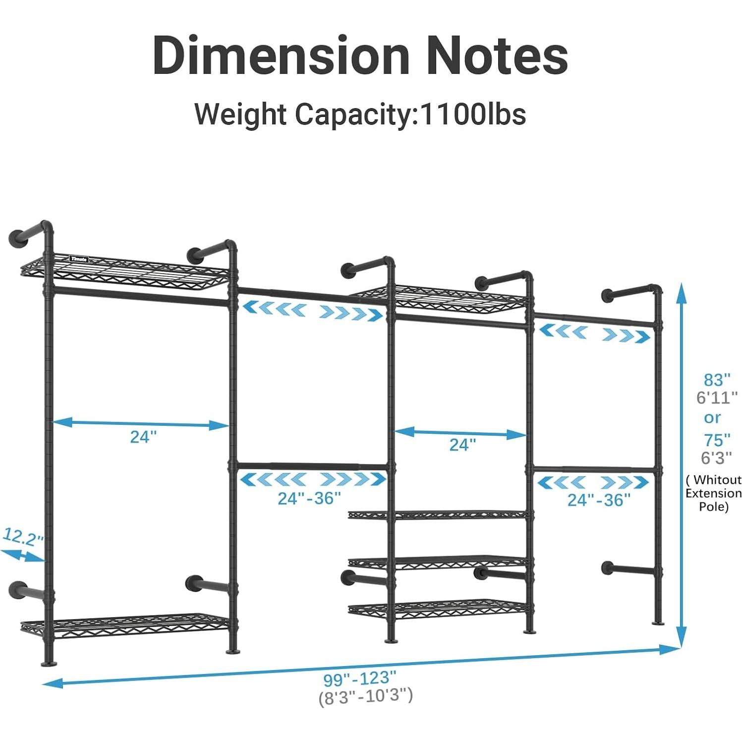 Soporte de Ropa Montado en Pared Timate F4 Negro Ajustable