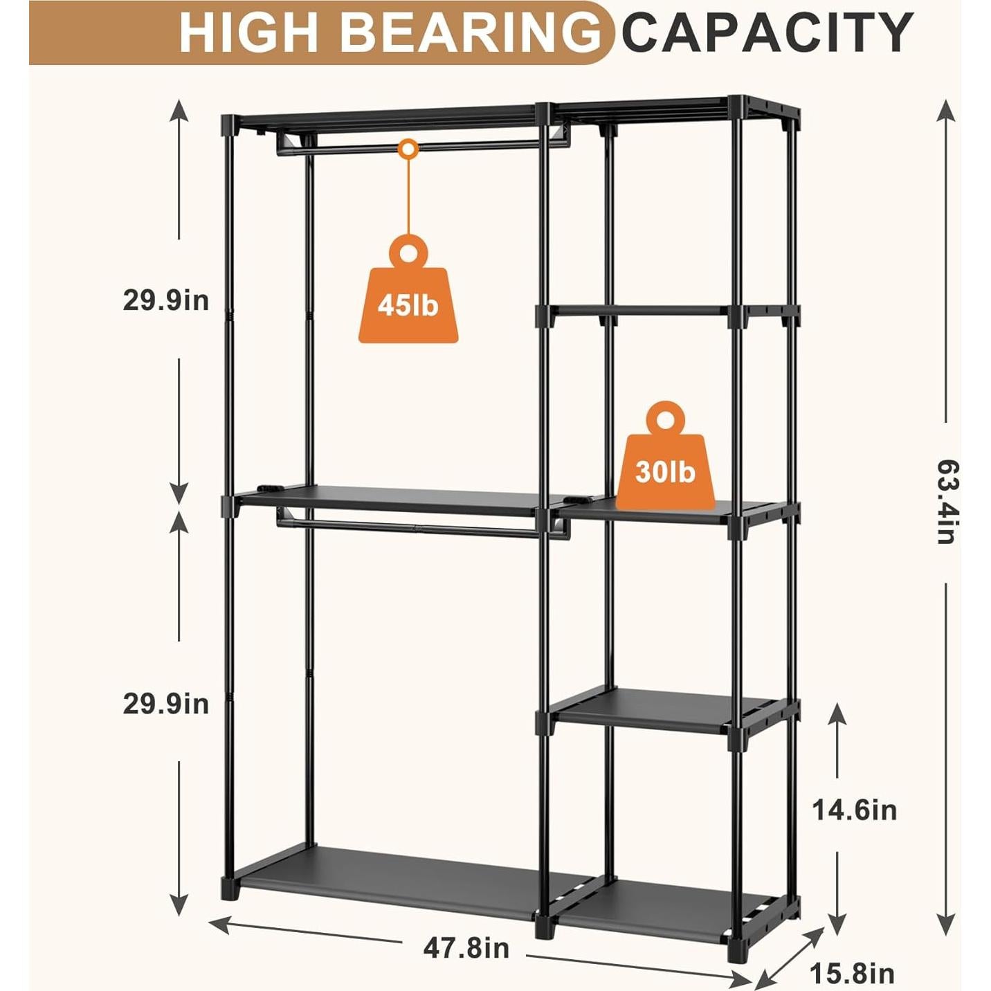 Armario Portátil Neatrays 121.4x40.1x161 cm con 4 Estantes