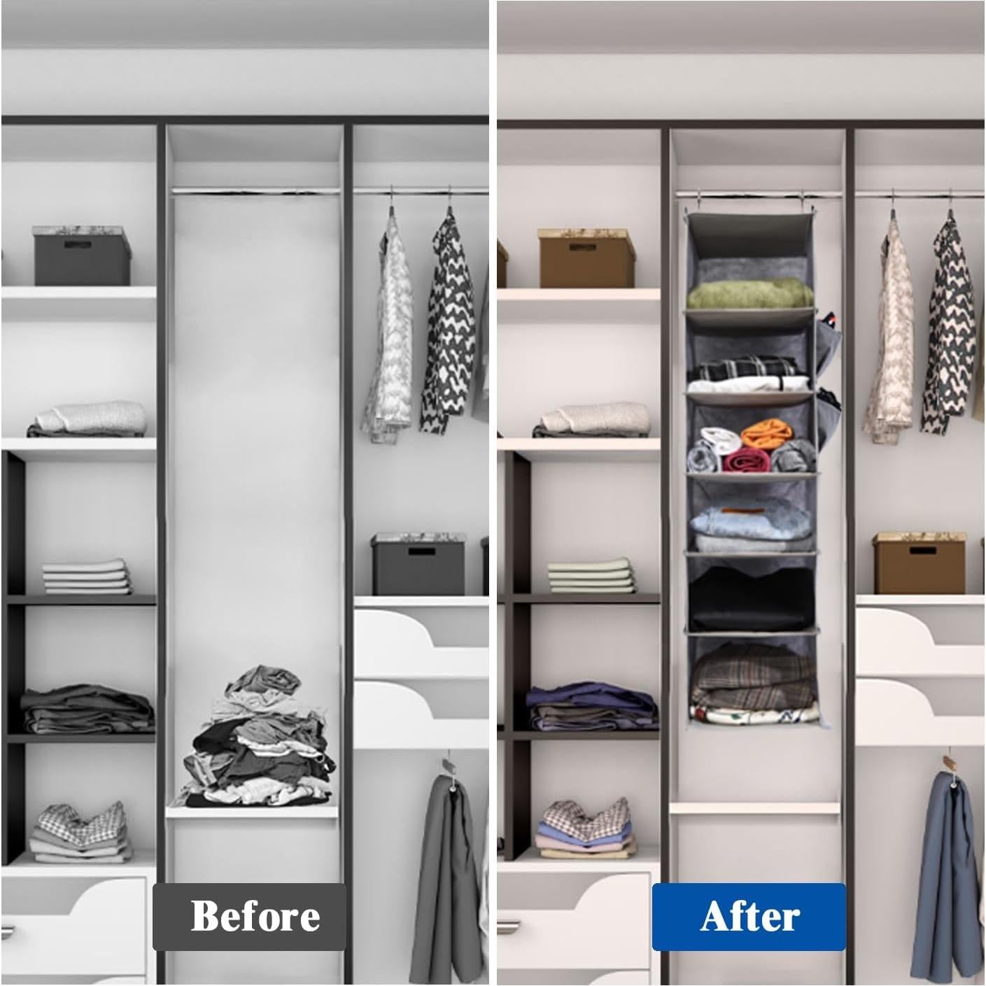 Organizador de Closet Colgante YRCBEHFU 6 Estantes Beige