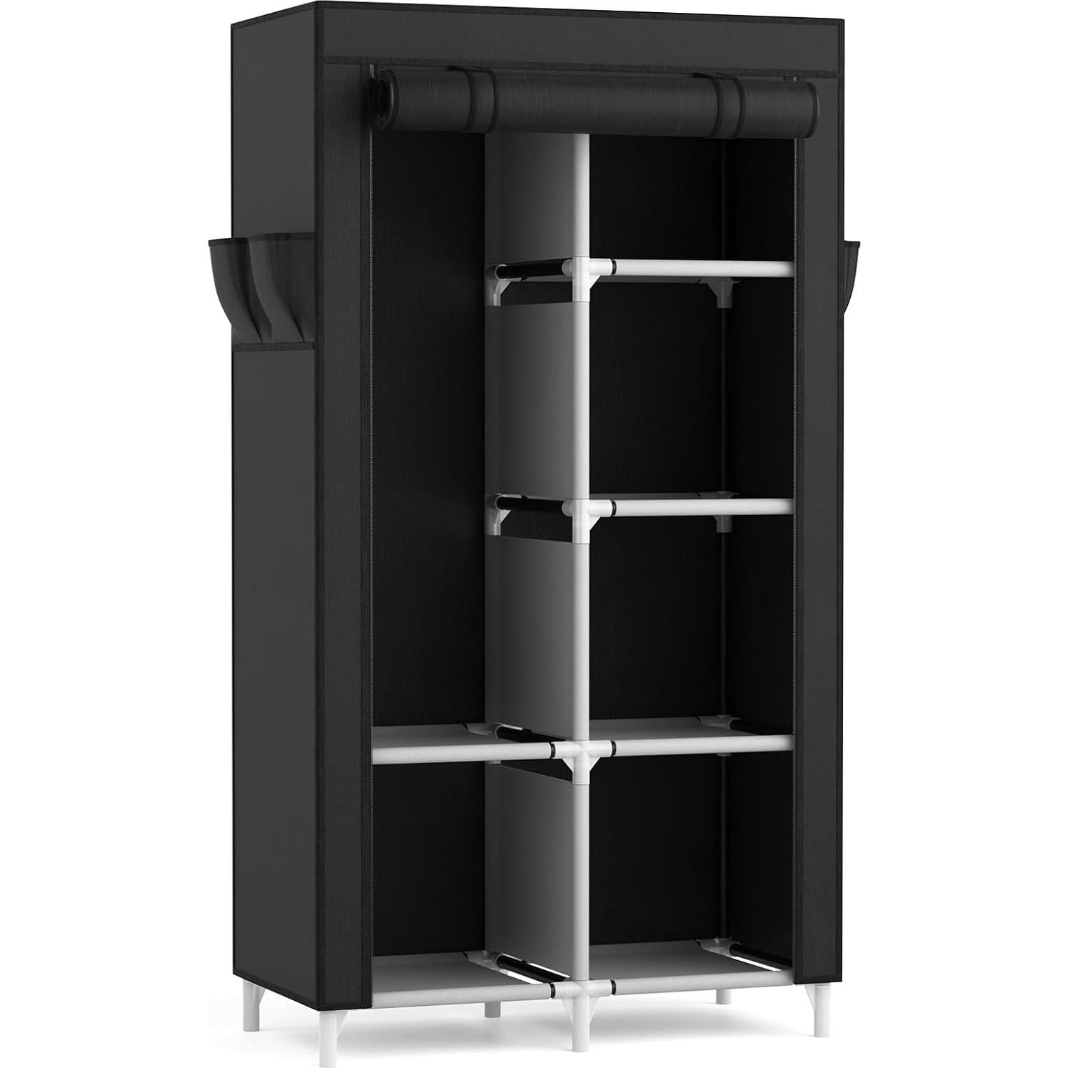 Armario Portátil Rojasop con 6 Estantes y Barra para Colgar