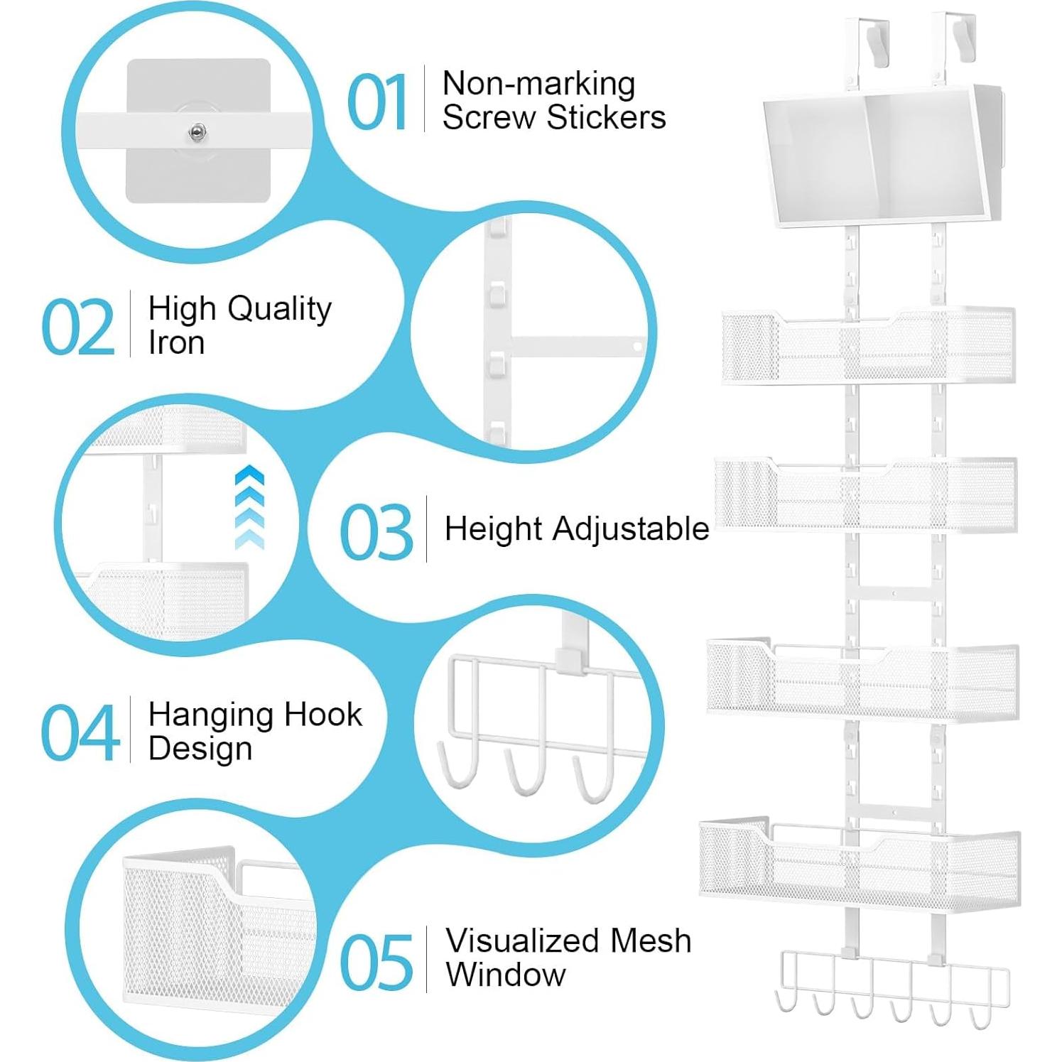 Organizador Colgante Ajustable Hongtamoya para Puerta Blanco