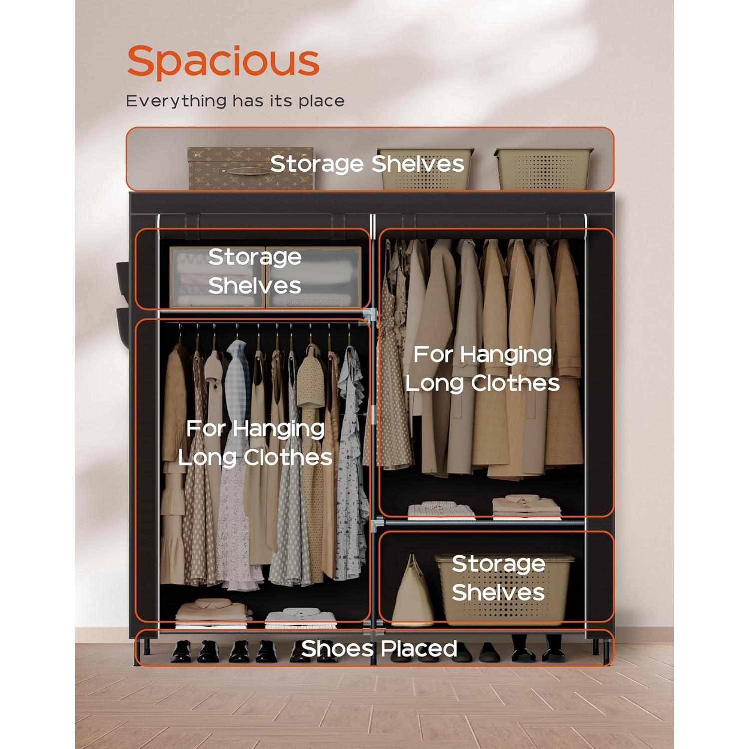 Armario Portátil CASAMAYA 157x45x180 cm con Cubierta y Estantes