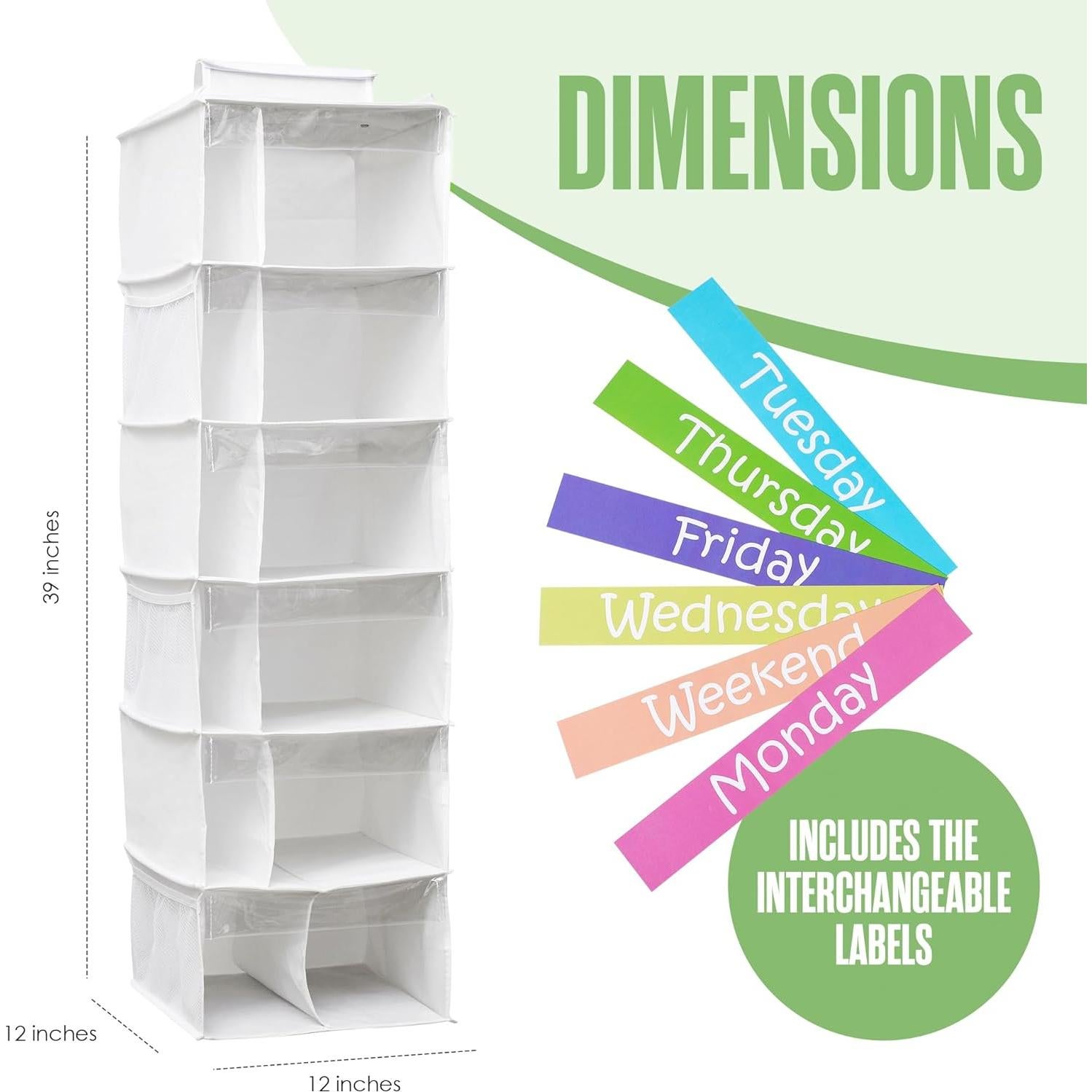 Organizador de Ropa Semanal Colgante Houseables 6 Estantes