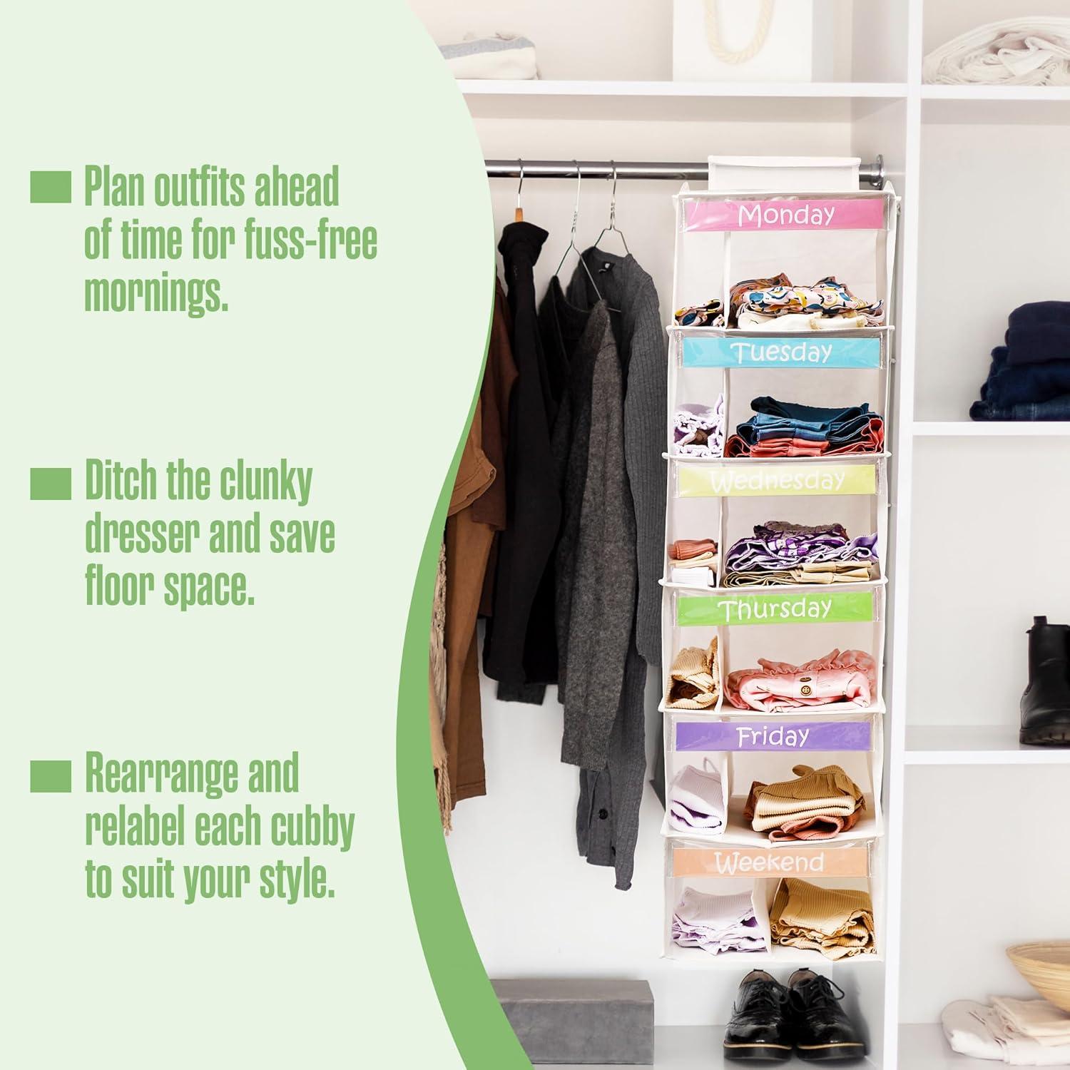 Organizador de Ropa Semanal Colgante Houseables 6 Estantes