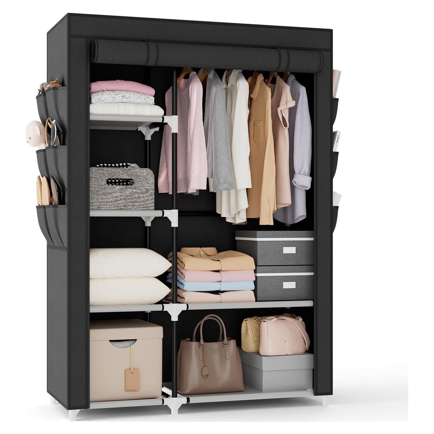 Armario Portátil VTRIN 106 cm con 6 Estantes y Cubierta Negra