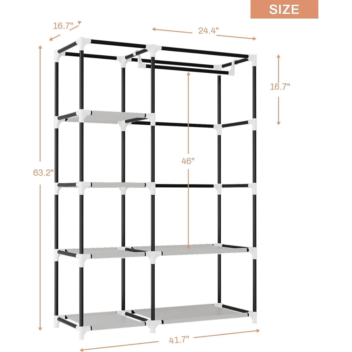Armario Portátil VTRIN 106 cm con 6 Estantes y Cubierta Negra