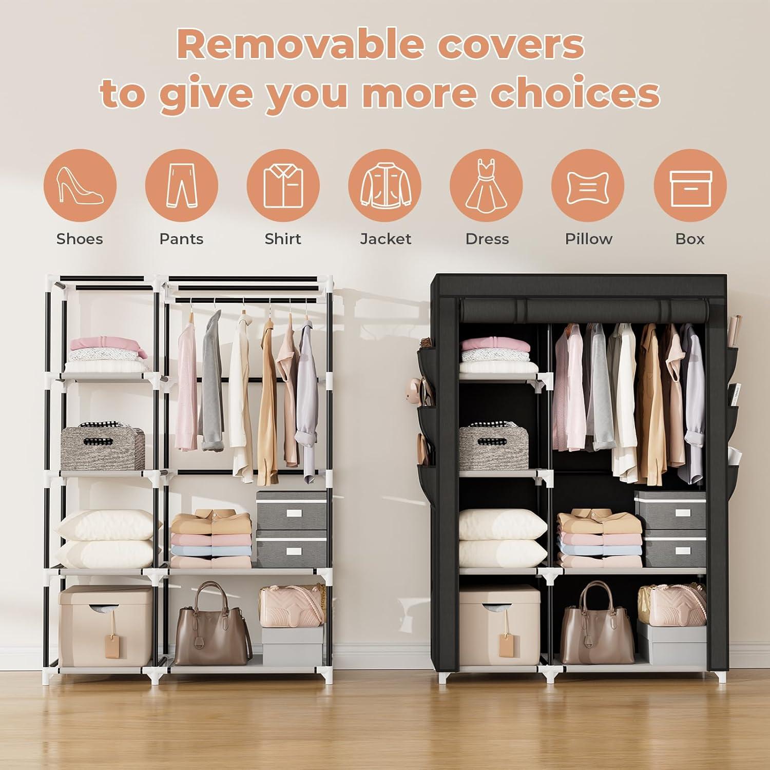 Armario Portátil VTRIN 106 cm con 6 Estantes y Cubierta Negra