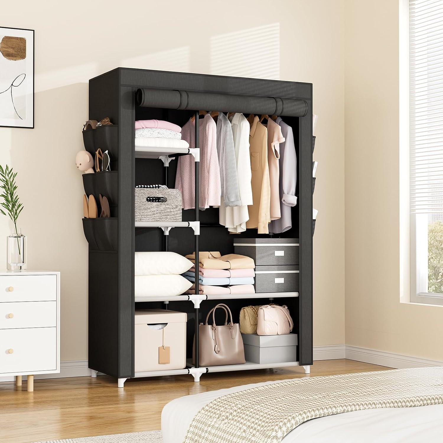 Armario Portátil VTRIN 106 cm con 6 Estantes y Cubierta Negra