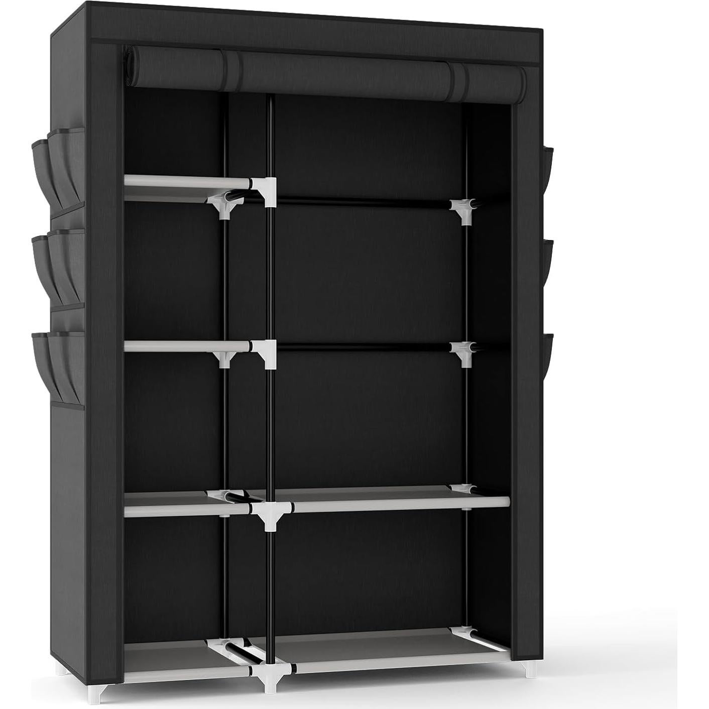 Armario Portátil VTRIN 106 cm con 6 Estantes y Cubierta Negra